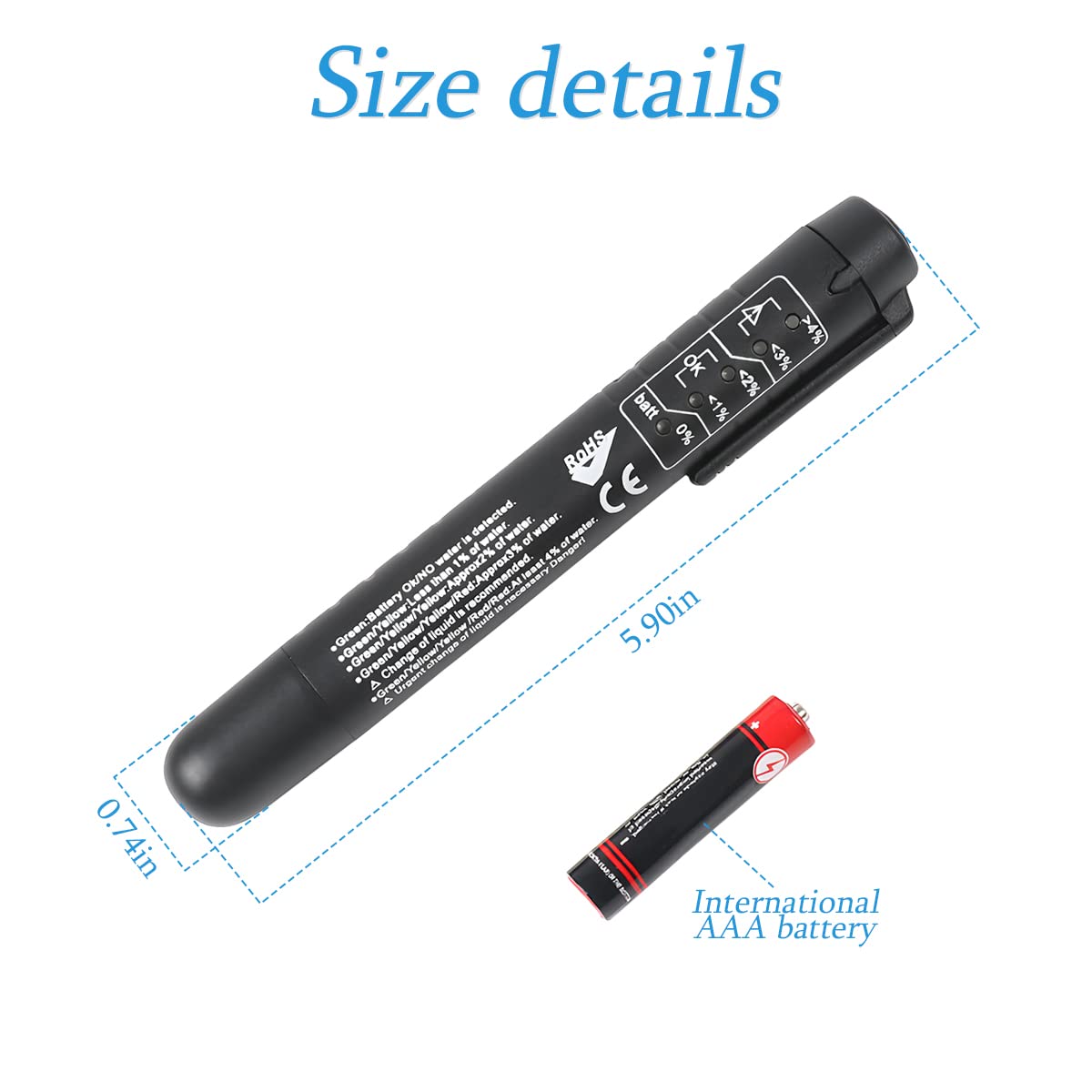 Brake Fluid Liquid Tester Pen, Auto Brake Diagnostic Testing Tool with 5 LED Indicators, Hydraulic Fluid Liquid Oil Moisture Ana