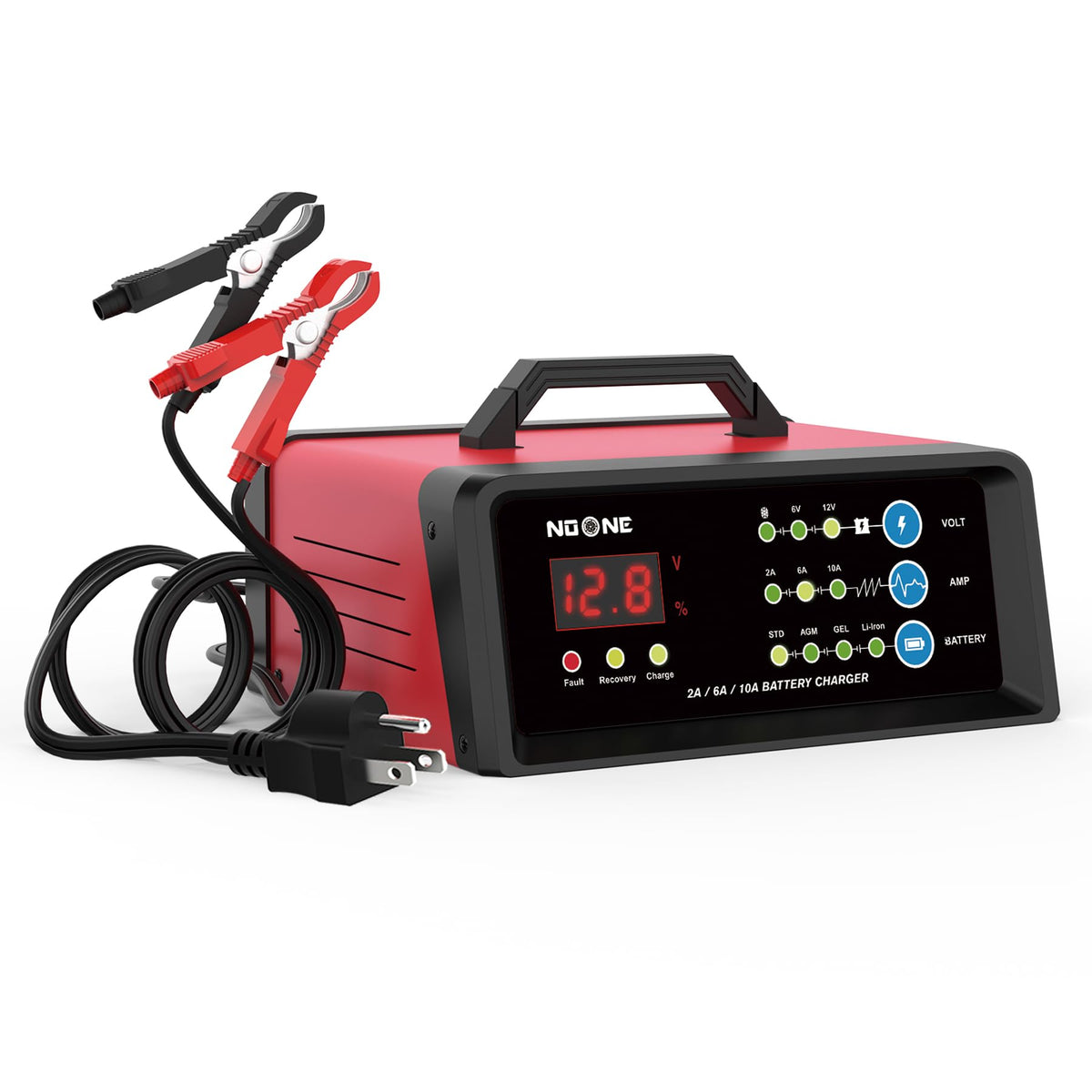 Noone 2/6/10A Car Battery Charger, 6V And 12V Smart Fully Automatic Battery Charger Maintainer, Trickle Charger, Battery Desulfa