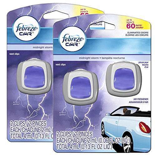 Febreze Midnight Storm Car Vent Clip Air Freshener, 4 Total Clips