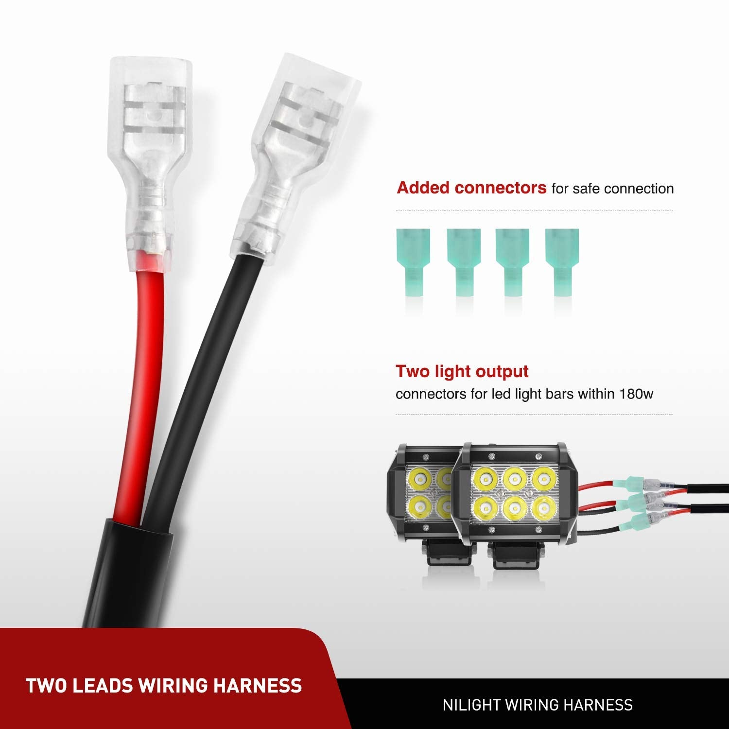 Nilight - Ni-Wa 02A Led Light Bar Wiring Harness Kit 12V On Off Switch Power Relay Blade Fuse For Off Road Lights Led Work Light