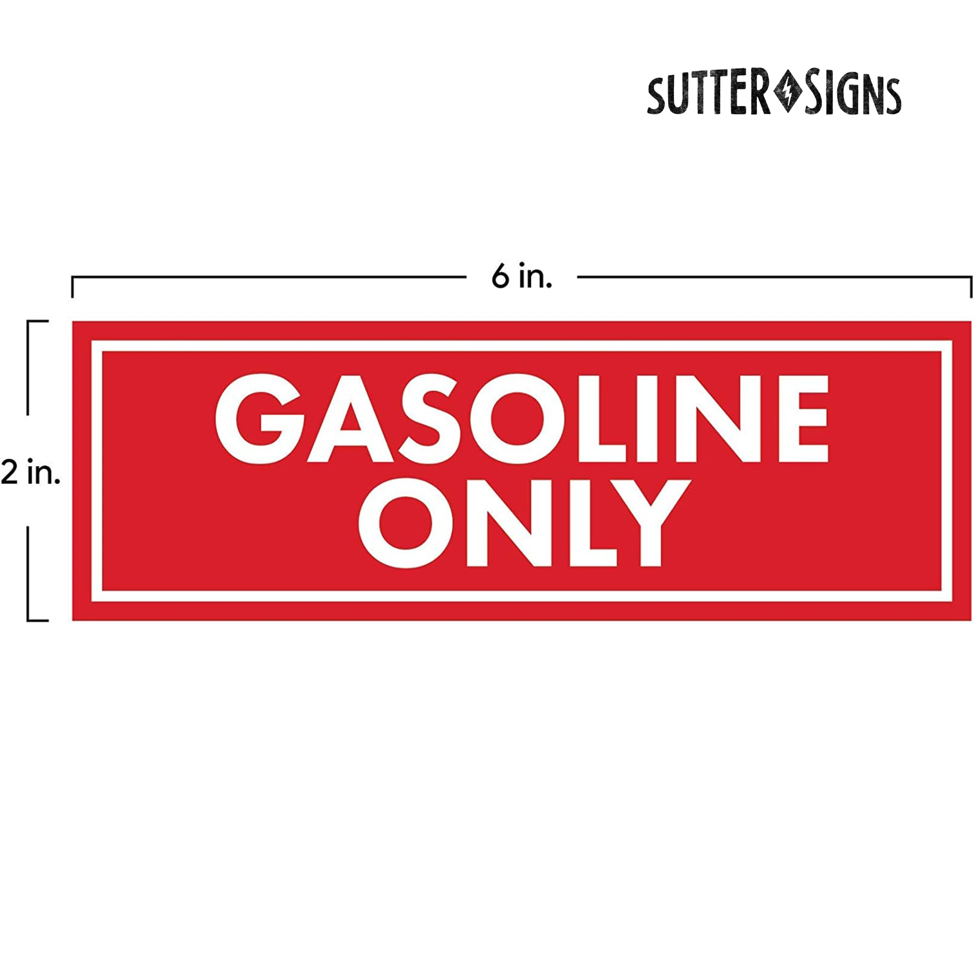 Sutter Signs 3Pc Gasoline Only Stickers For Fuel Tank | Weatherproof Adhesive Decals For Trucks, Tractors, Fuel Cans, Gas Caps