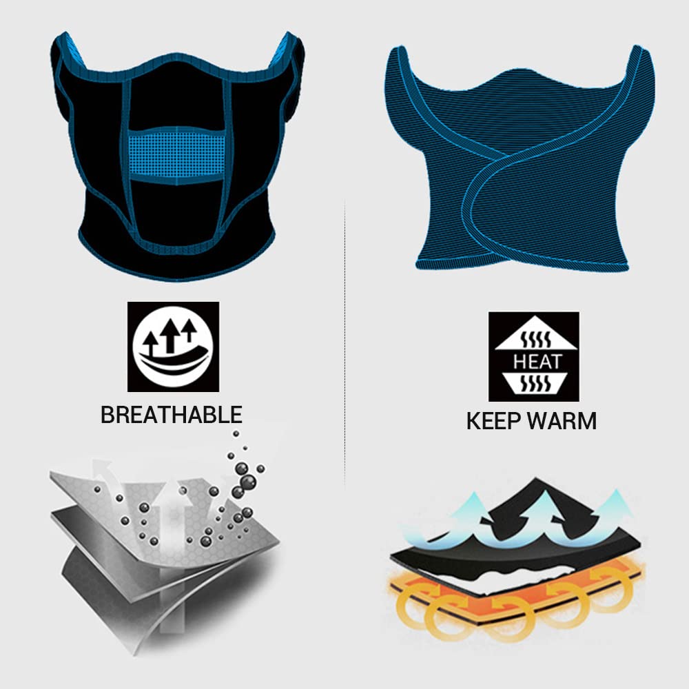 Herobiker Neck Gaiter Motorcycle Face Mask Half Masks Windproof Balaclava Protective Keep Warm Shield For Running Skiing Snowboarding Motorcycle Riding & Other Sports Men & Women