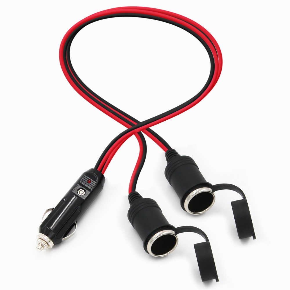 SPARKING Cigarette Lighter Splitter Adapter - 2 Way Cigarette Lighter Extension Cord, 1 to 2 Sockets Car Cigarette Lighter Split