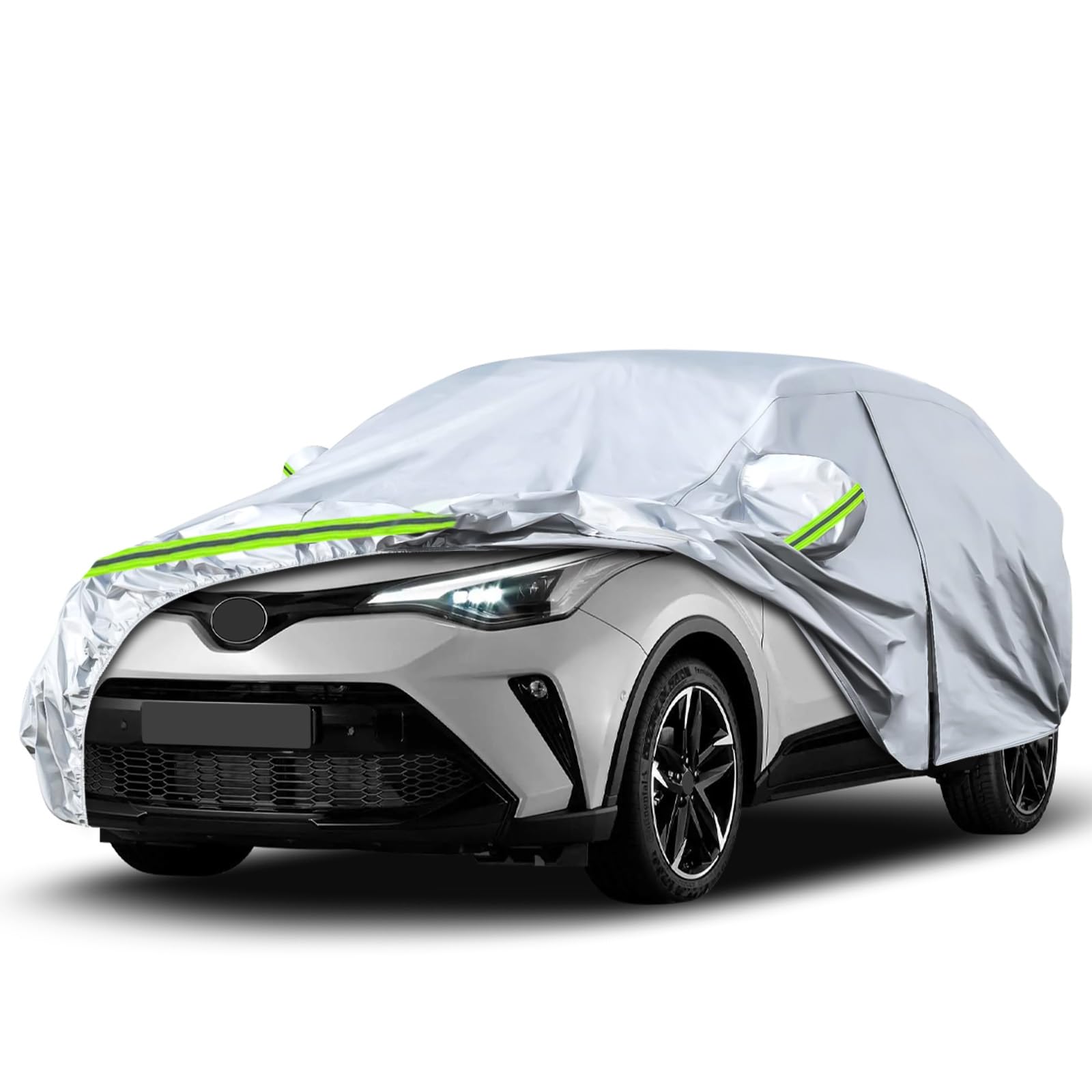 Waterproof Car Covers Replace For 2018-2024 Toyota C-Hr, 6 Layers Silver All Weather Car Cover With Zipper Door & Windproof Band