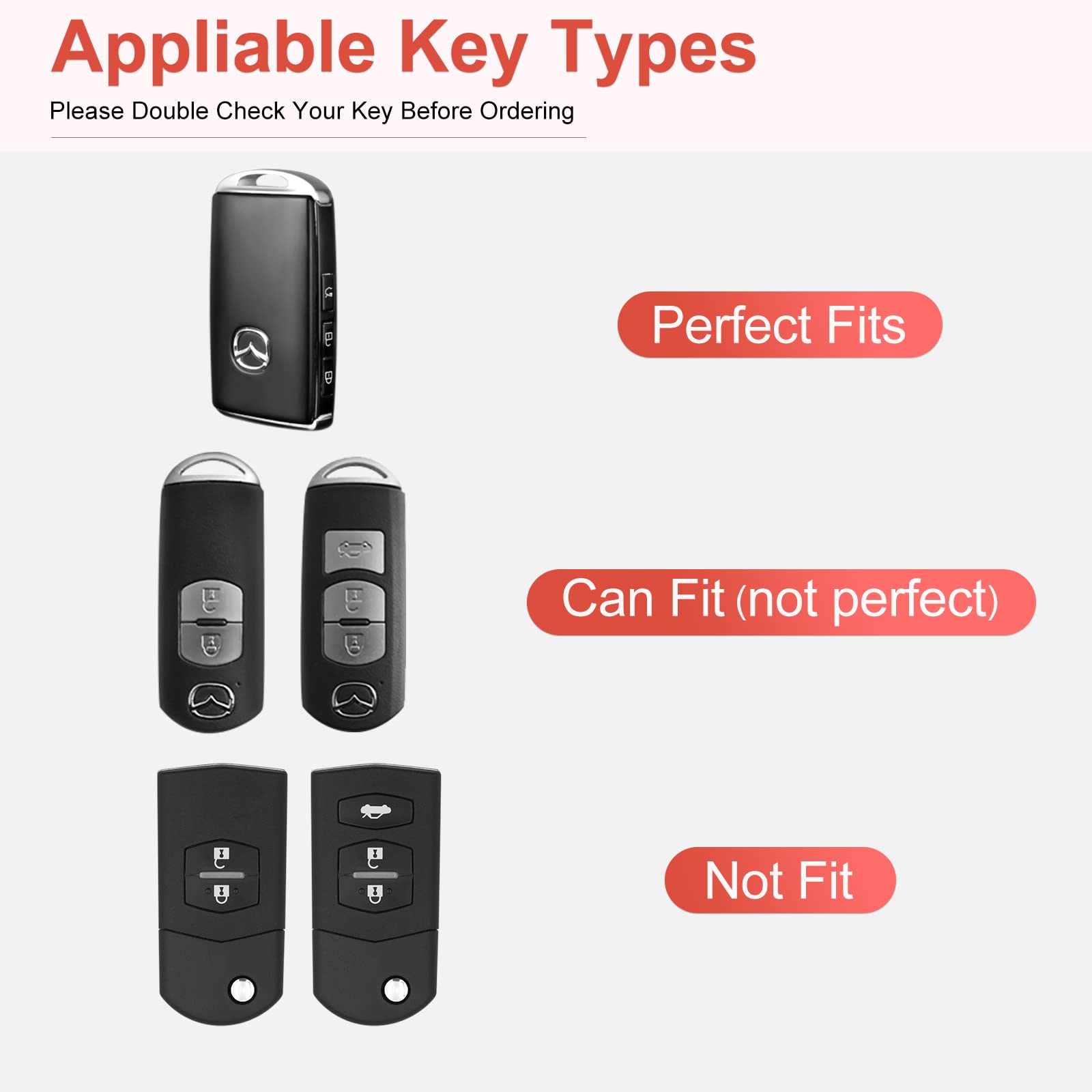 Ruabiban Key Fob Cover Compatible With Mazda, Pink Leather Crystal 360 Degree Protection Key Shell Case For 2019-2022 Mazda 3, M