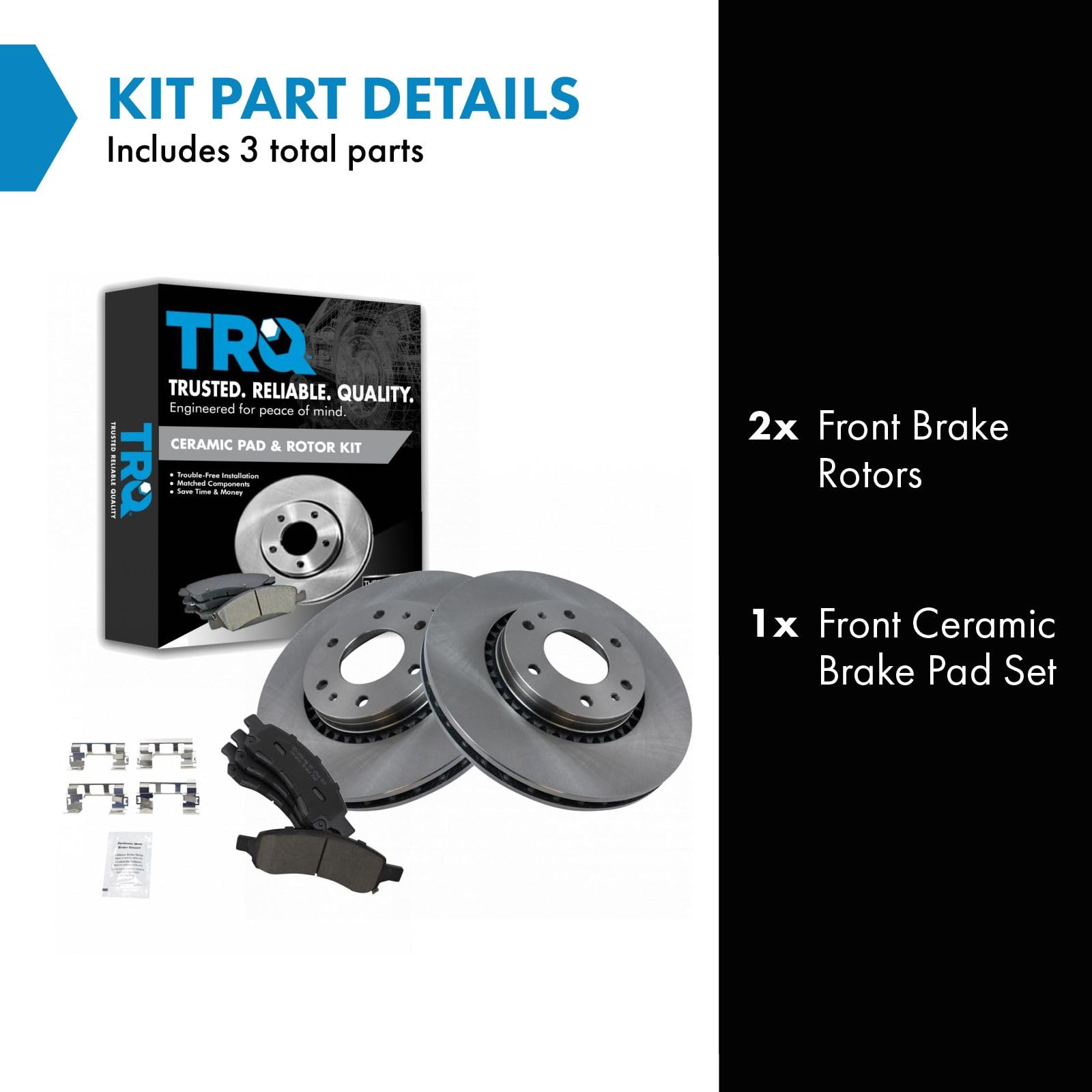 Trq Front Brake Pad & Rotor Kit Brake Pads Brake Rotor Ceramic Compatible With 2006-2007 Buick Rainier 2006 Chevrolet Ssr 2006-2