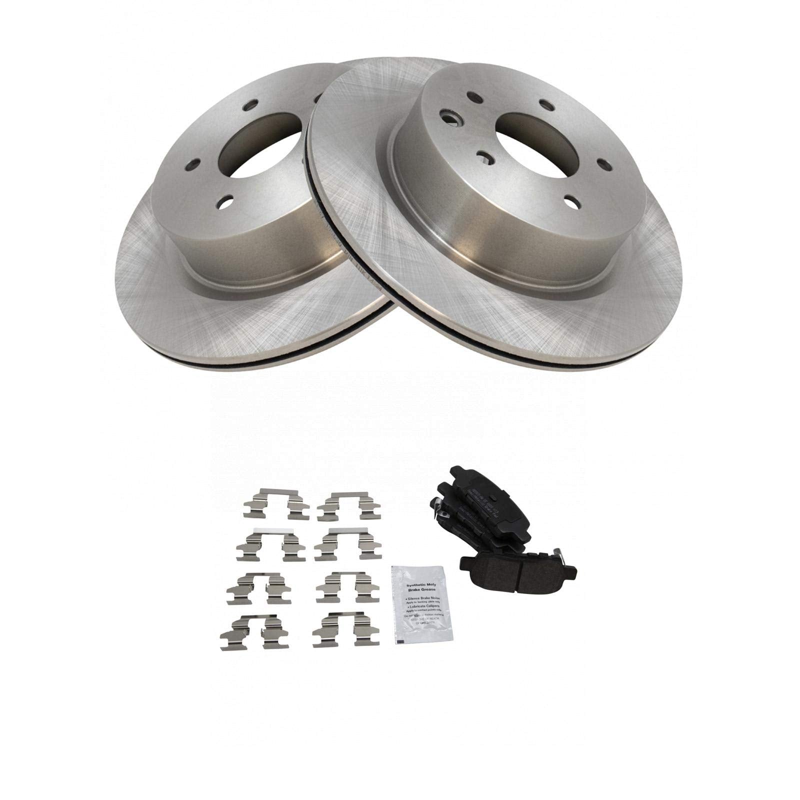 Trq Rear Brake Pad & Rotor Kit Semi-Metallic Compatible With 2013 Infiniti Ex37 2015 Q40 2014-2017 Qx50