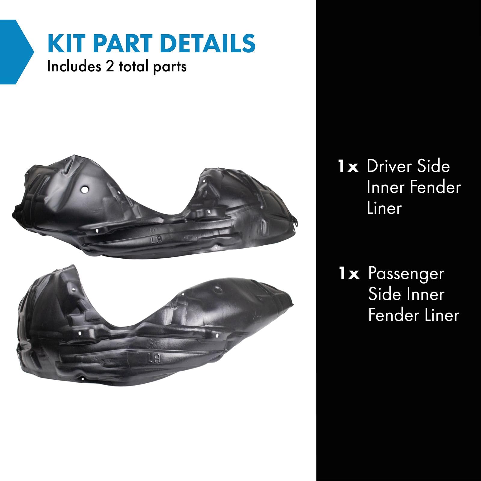 Trq Front Inner Fender Liner Set Compatible With 2015-2022 Dodge Challenger Ch1248172 Ch1248173 Ch1249172 Ch1249173