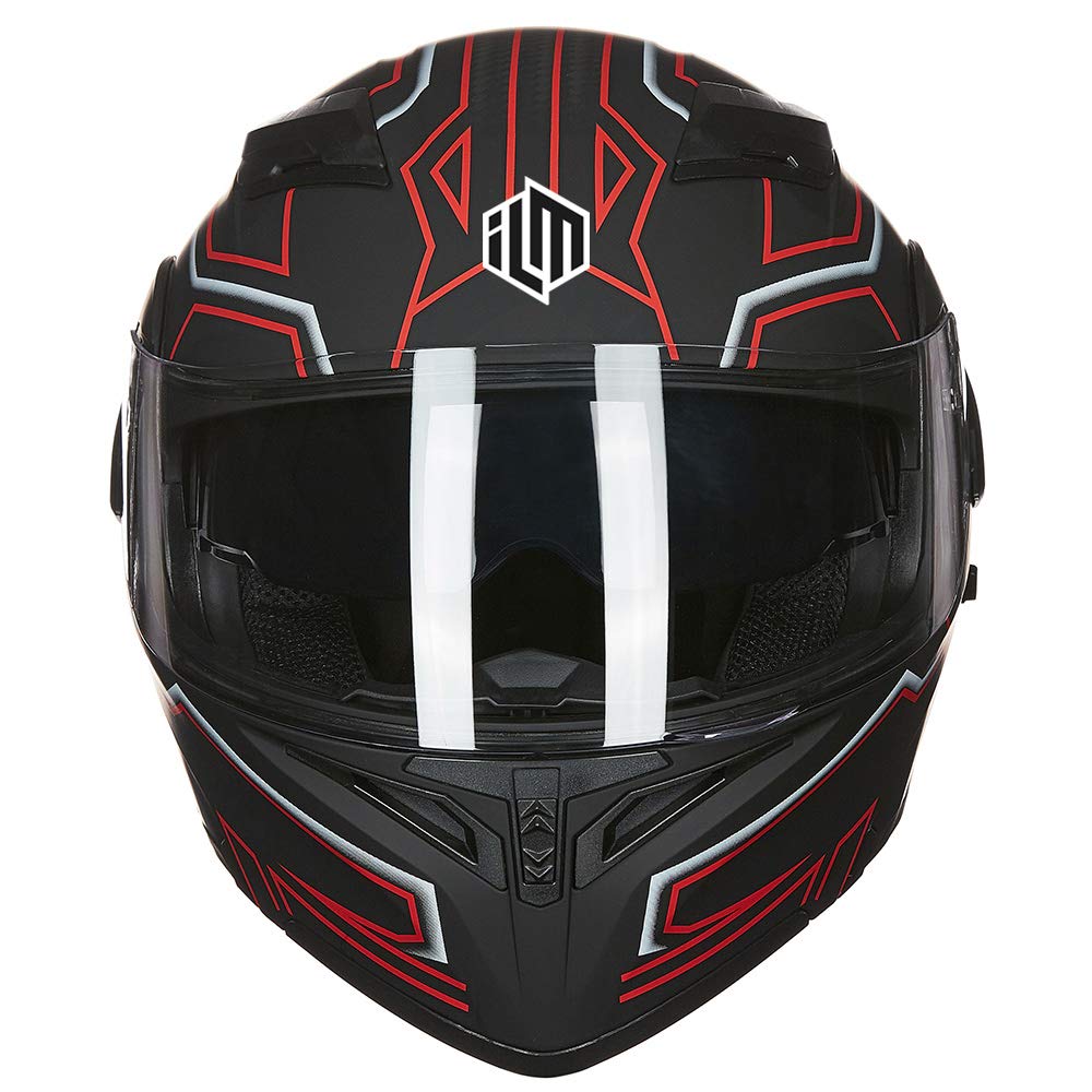 Ilm Motorcycle Dual Visor Flip Up Modular Full Face Helmet Dot 6 Colors Model 902 (Xl, Black Red)