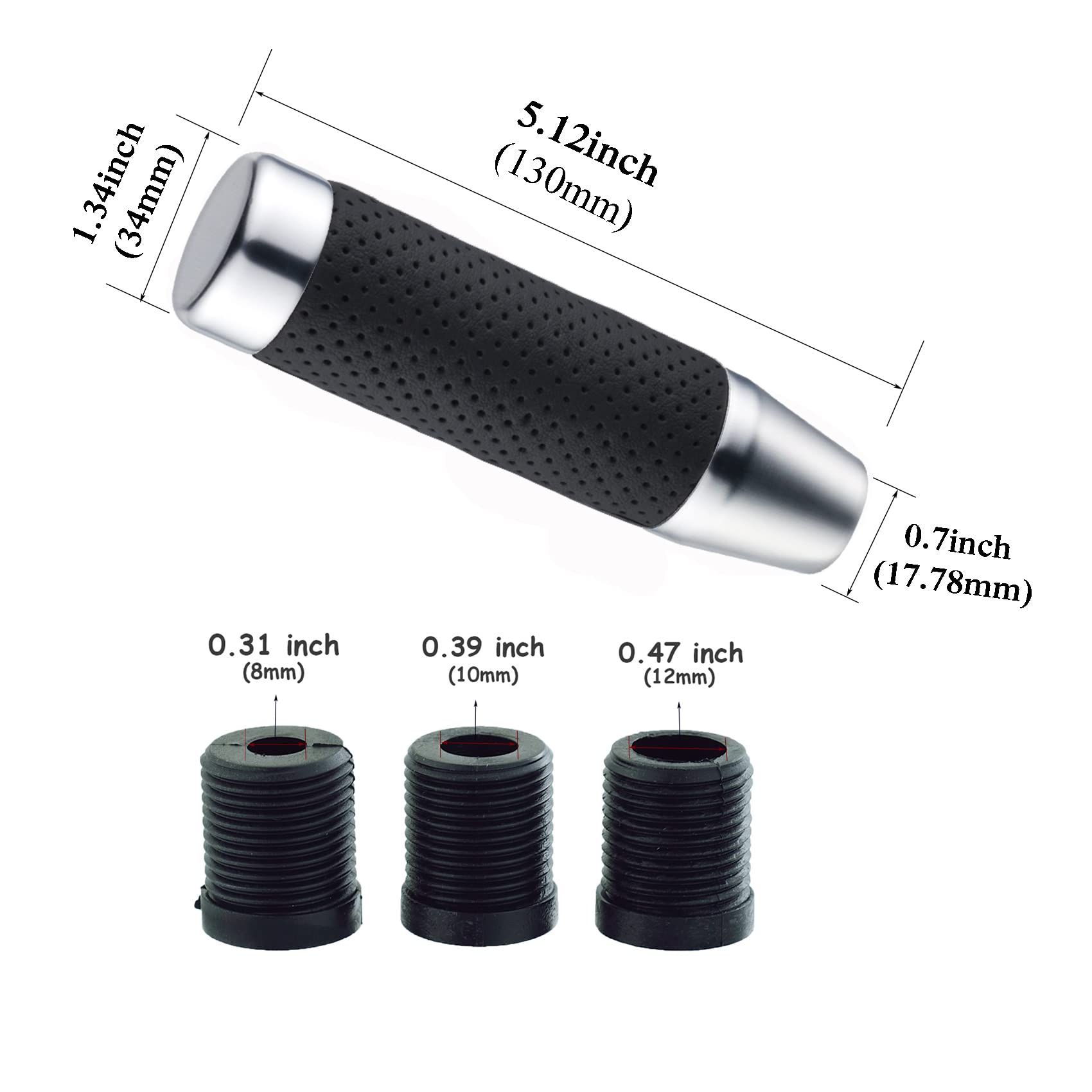 Abfer Weighted Shift Knob Short Stick Gear Shifter Adapter Leather Shift Knobs For Most Automatic Manual Vehicle Trucks,Silver