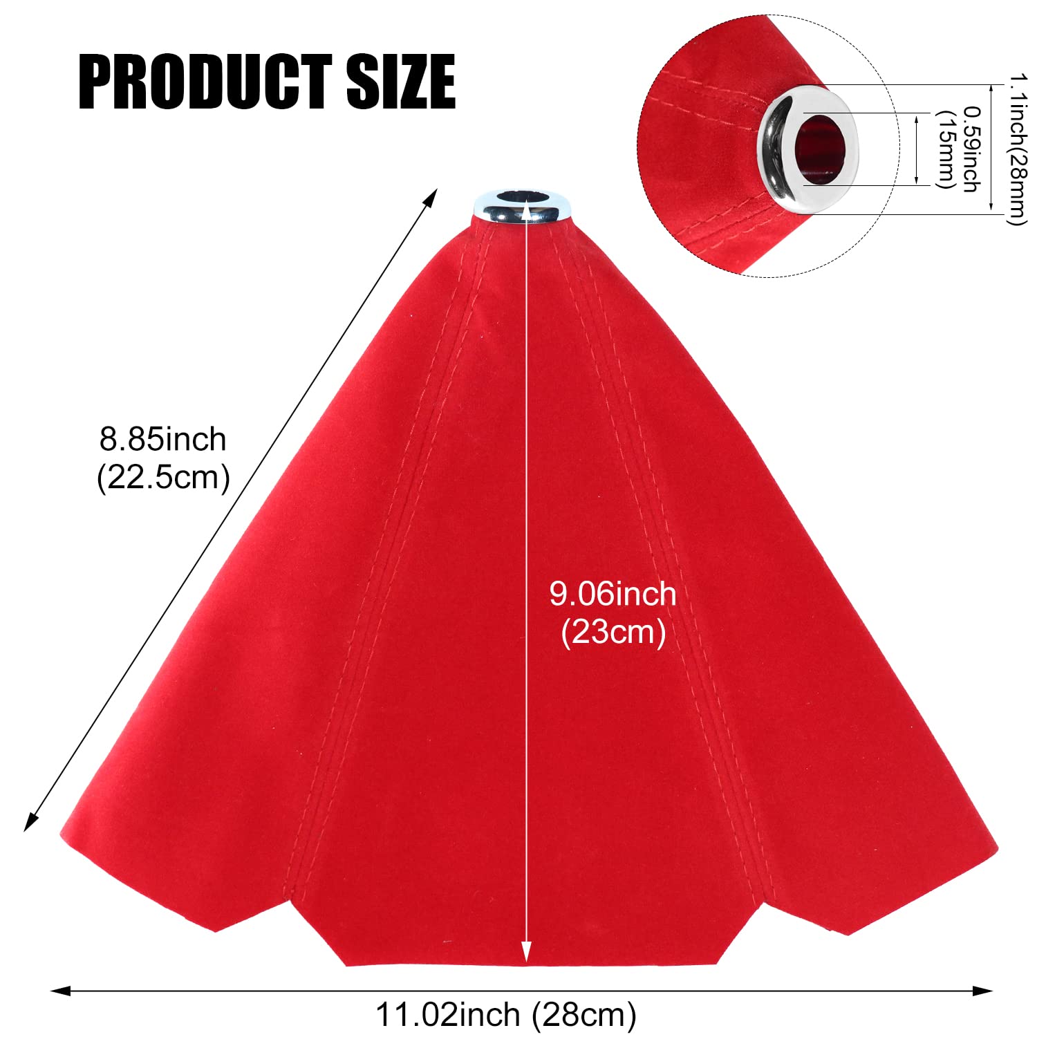 Qiang Kun Car Shift Boots Shift Knob Dust Cover Manual Gear Shift Cover Suede Leather Shift Boots Mt Gear Knob Shift Boots (Red