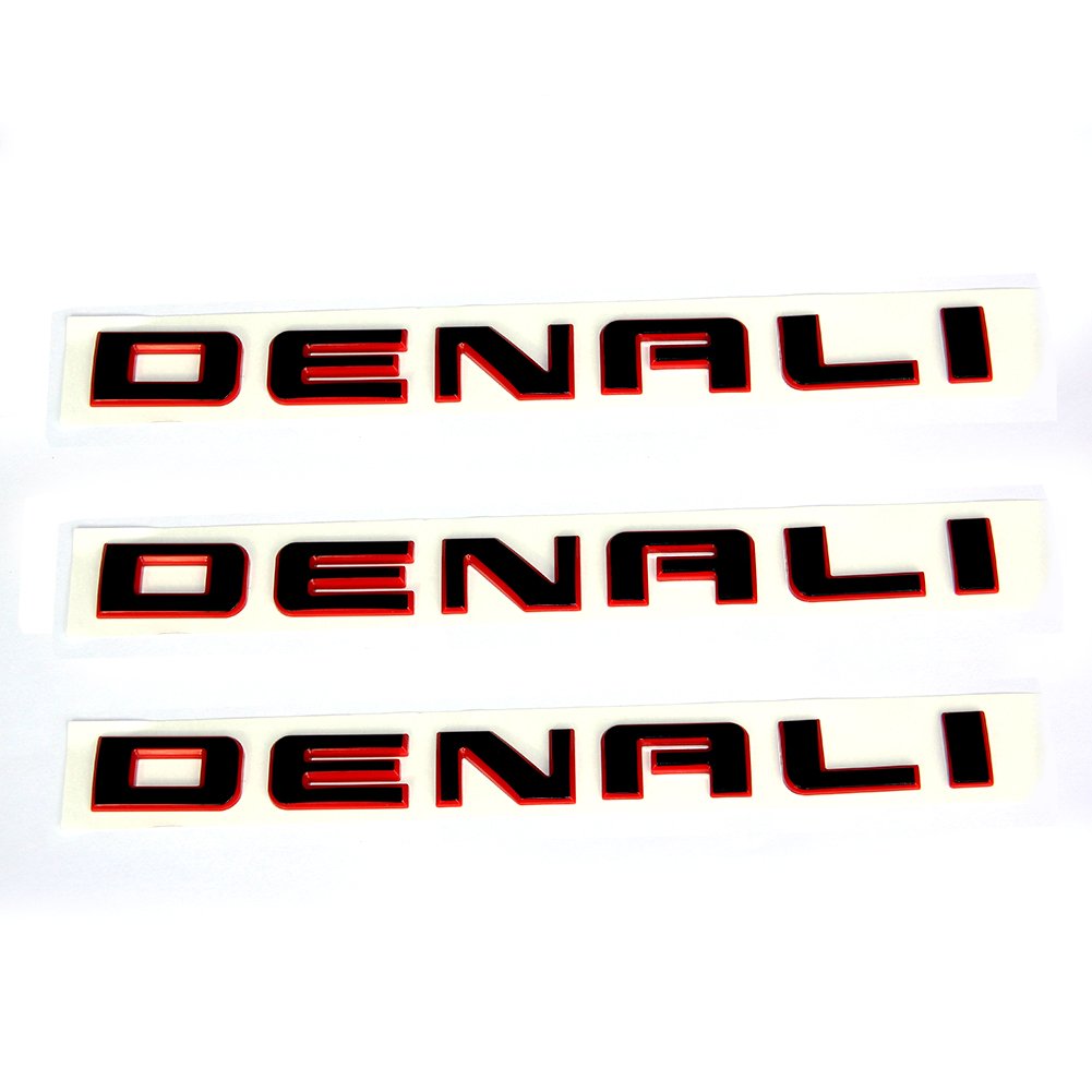 3Pack Red Line Denali Hd Nameplate Emblems Badge Compatible With 2007-2019 Denali Yukon Sierra Terrain (Redline)