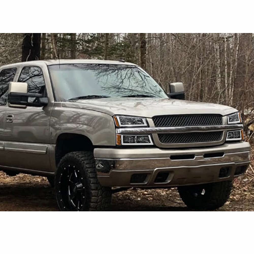 Pit66 Led Headlight Assembly Compatible With 03-06 Chevy Silverado 1500 2500 3500 Hd Model/Fit 03-06 Avalanche 1500 2500 (Fit No