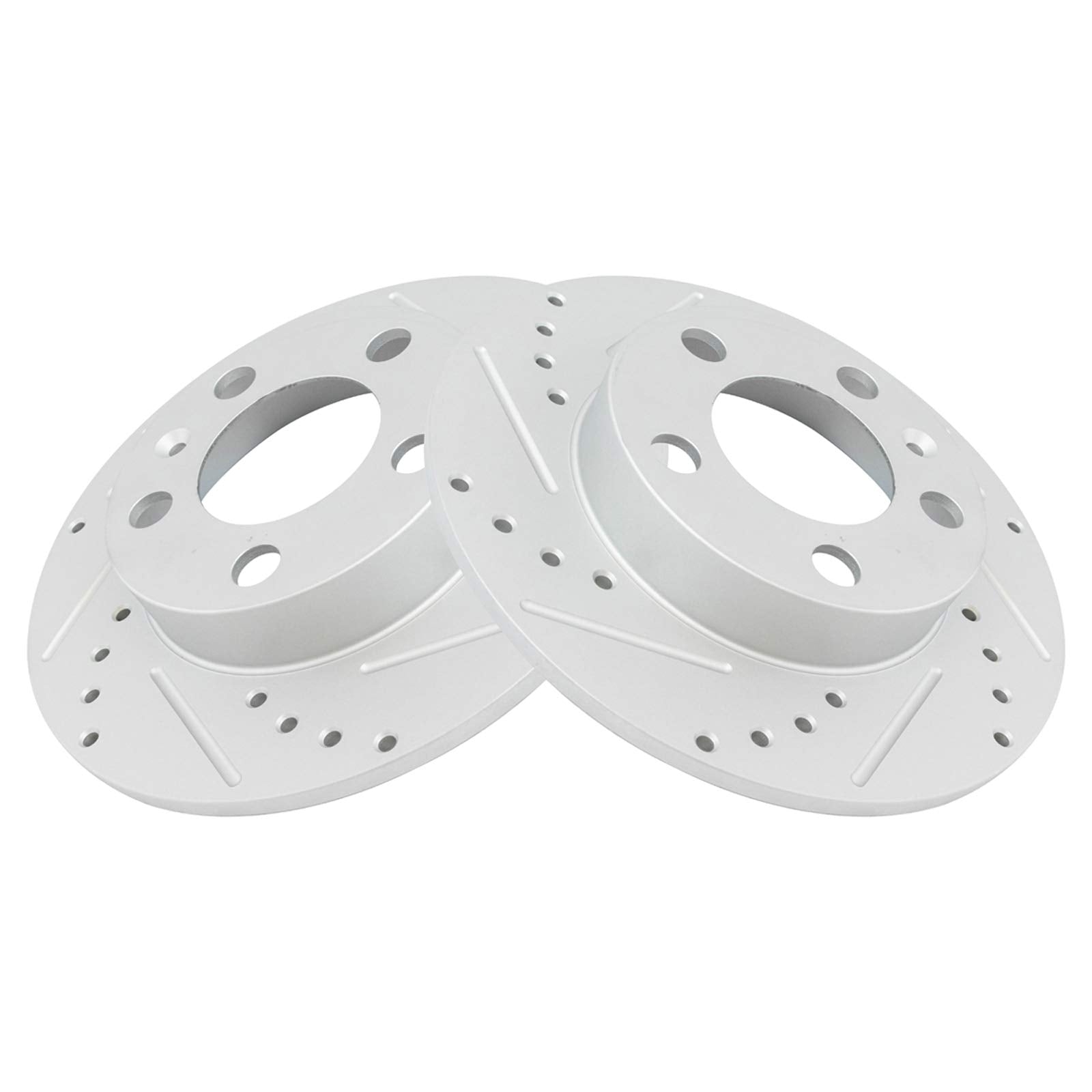 Trq Rear Performance Brake Rotors Set Solid Premium G-Coated Cross Drilled & Slotted Compatible With 2000-2006 Audi Tt 1998-2010