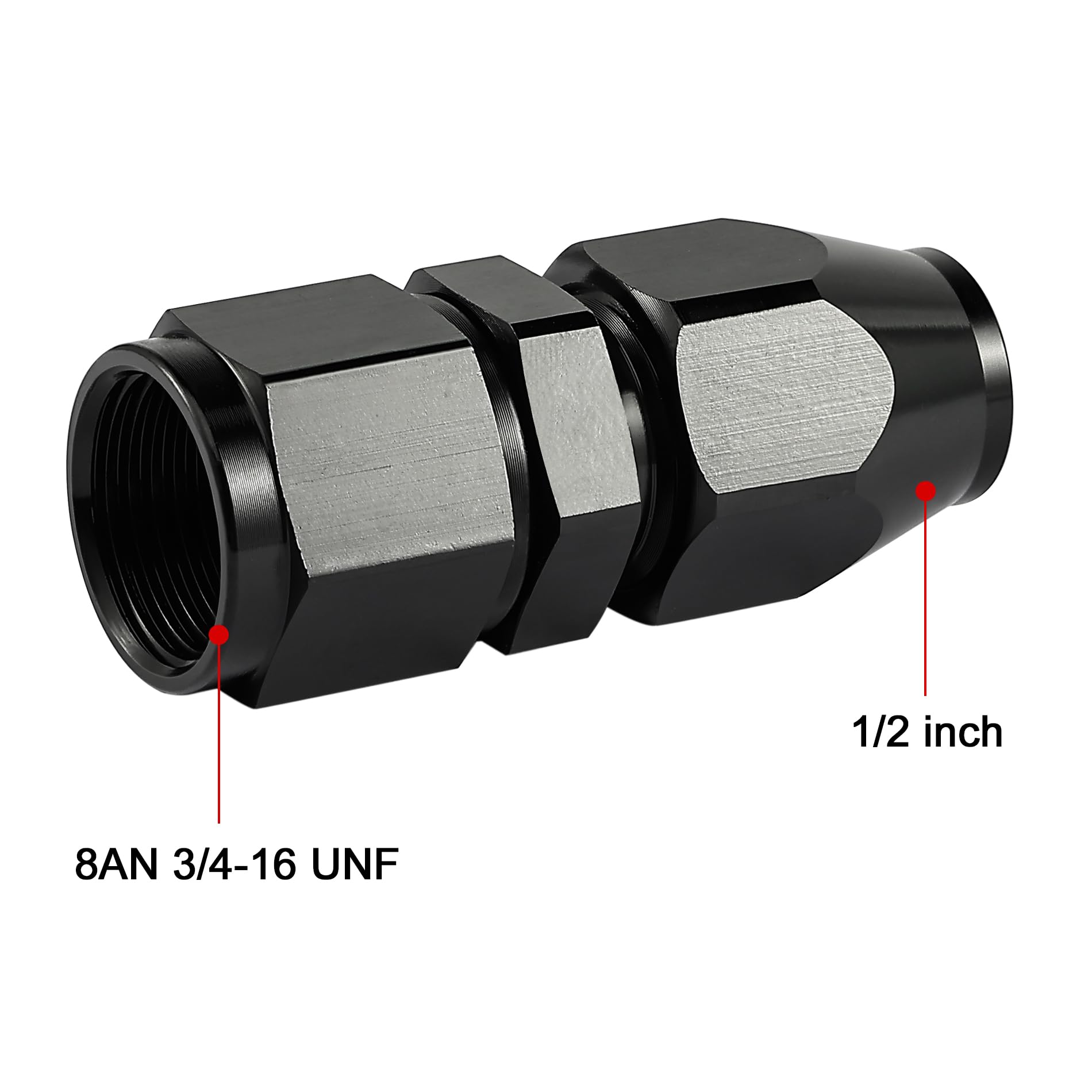 EVIL ENERGY 8AN Female Flare to 1/2 '' Compression Hardline Fitting Aluminum Black 2PCS