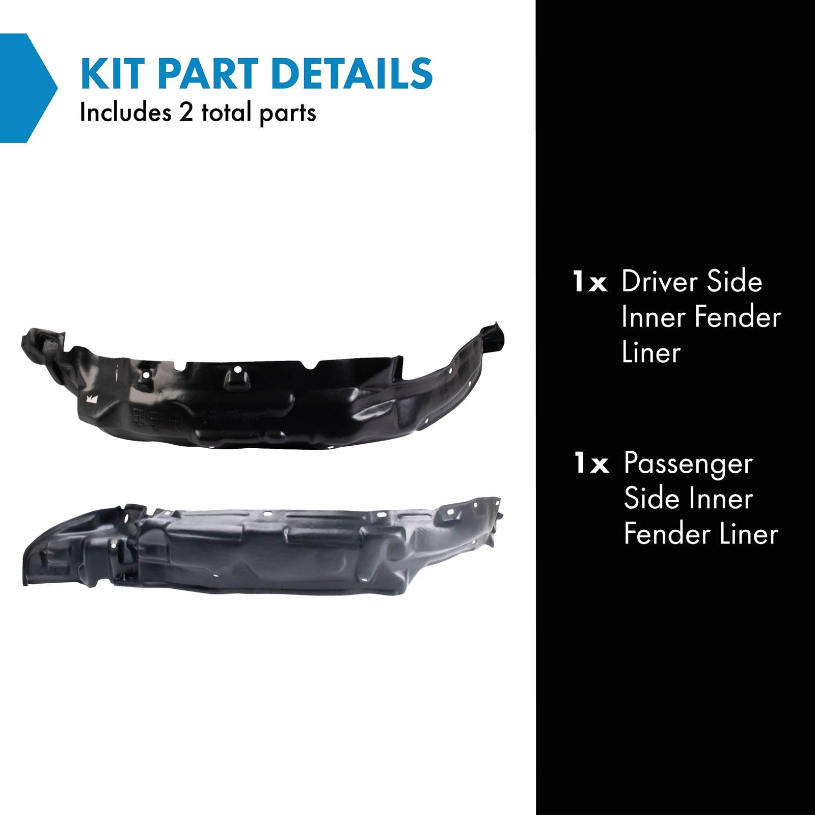 Trq Inner Fender Liner Set Compatible With 1993-1995 Toyota Pickup To1250101 To1251105