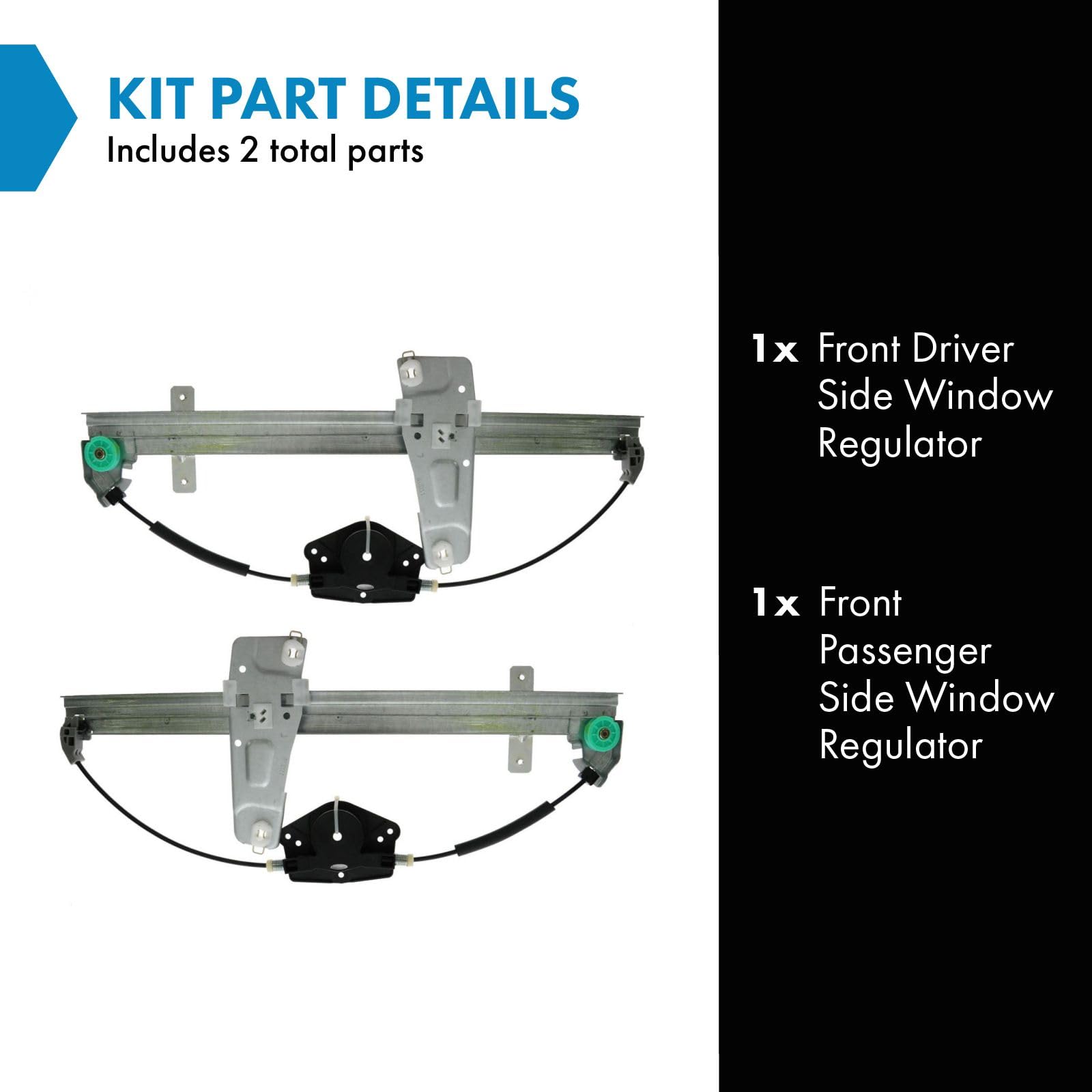 Trq Front Power Window Regulator Set Compatible With 2000-2004 Jeep Grand Cherokee