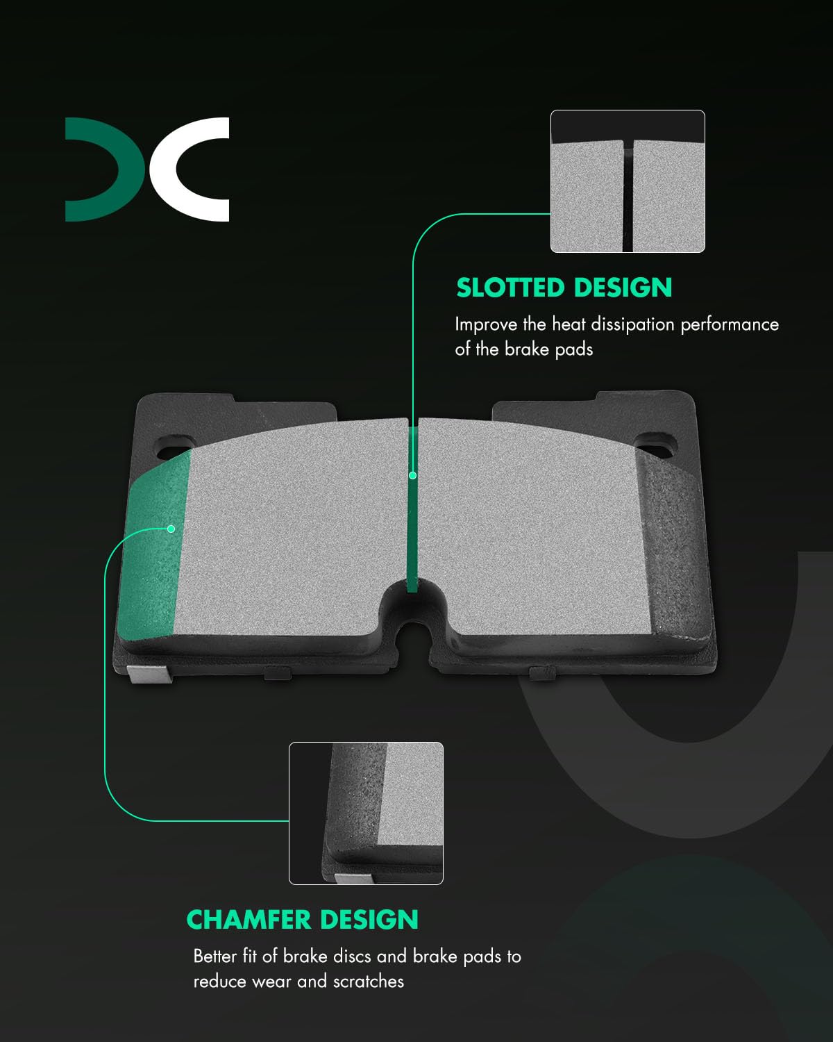 Scitoo Front Disc Brake Pad Set 4Pcs W/Hardware Fit For Cadillac For Escalade Esv, For Chevy For Silverado 1500 Ltd/For Suburban