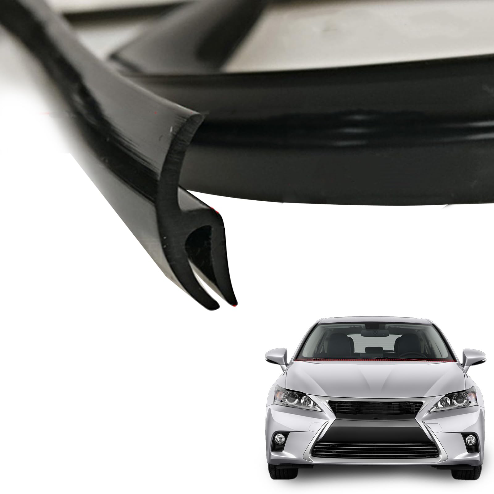 Pincuttee 1.7M/ 5.6FT Car Seal Strip for Front Windshield,Rubber Seal Strip for Front Windshield,Black Rubber Seal Car Windshiel