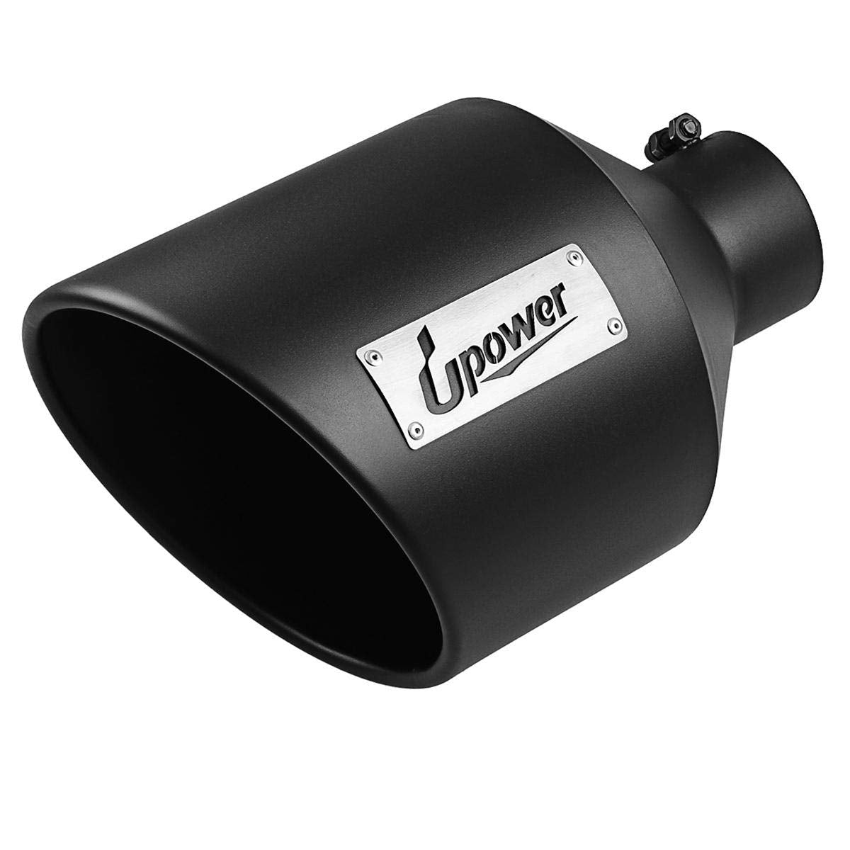 Upower Exhaust Tips 4 '' Inlet 10 '' Outlet 15 '' Black Long Stainless Steel Bolt-On