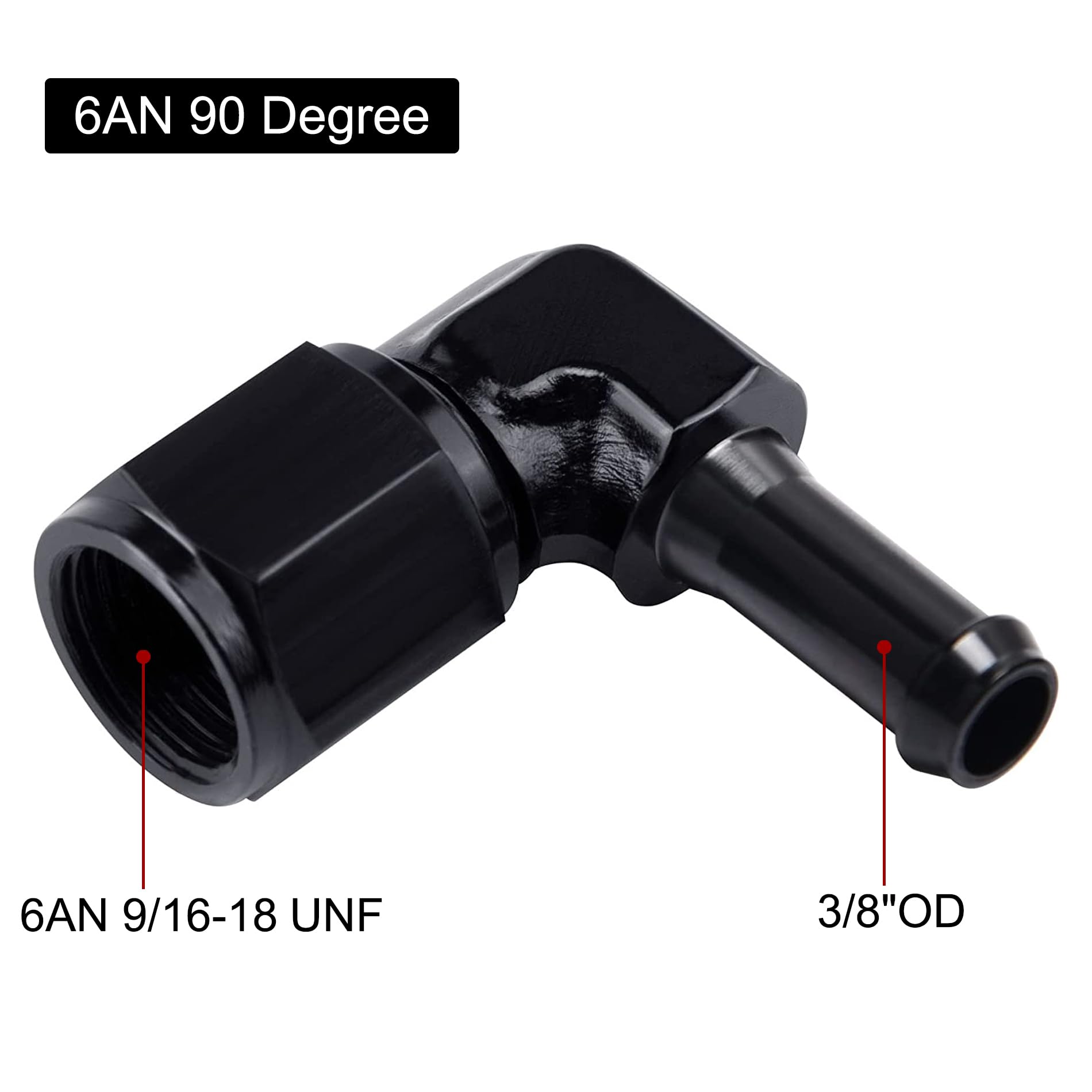 EVIL ENERGY 6AN Female to 3/8 '' Barb Hose Fitting 90 Degree Swivel