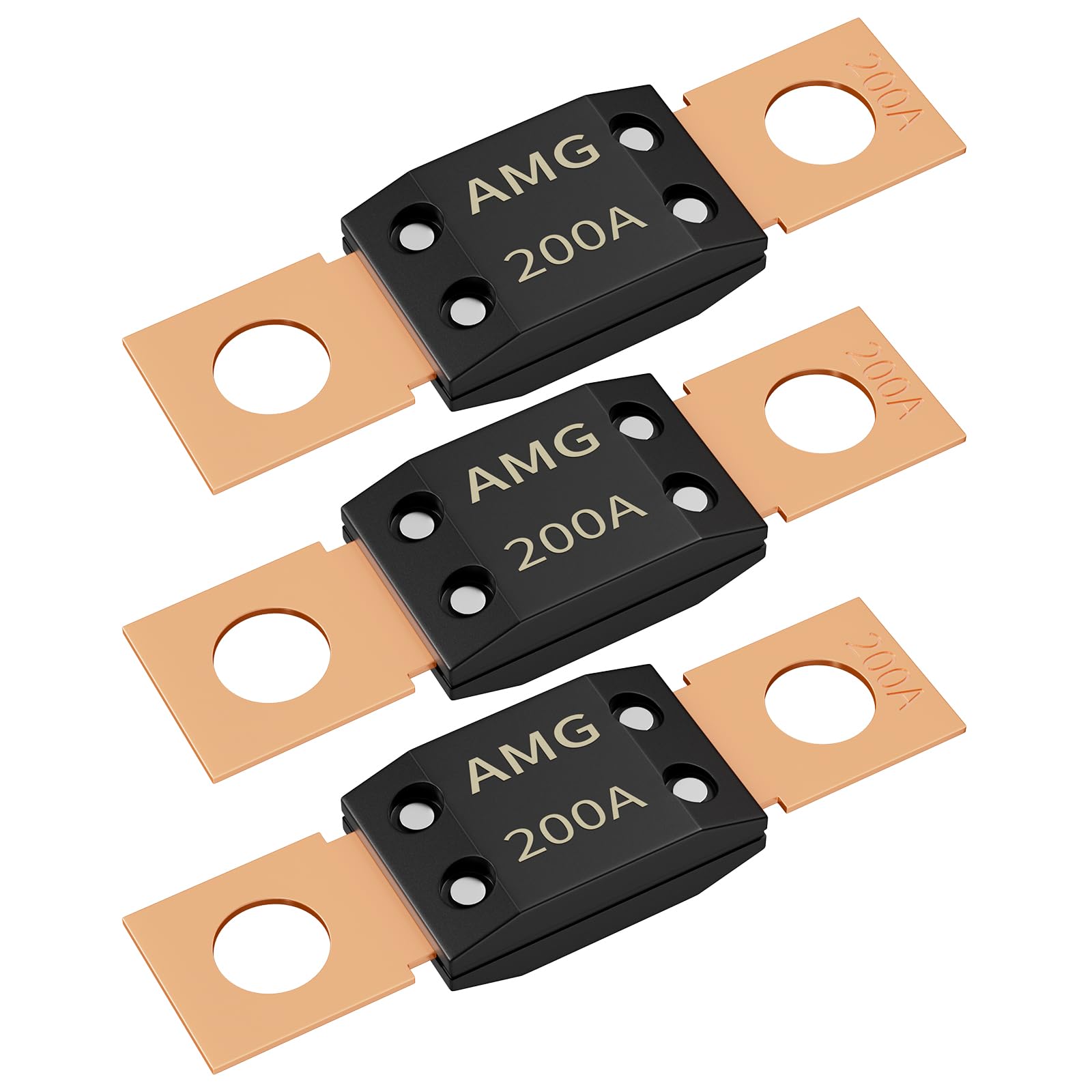 Joinfworld 3Pcs 200A Mega Fuse, High Current Bolt Mount Automotive 200 Amp Mega/Amg Fuse For Cars, Trucks, Construction Vehicles, Buses, Caravan Cars, Boats