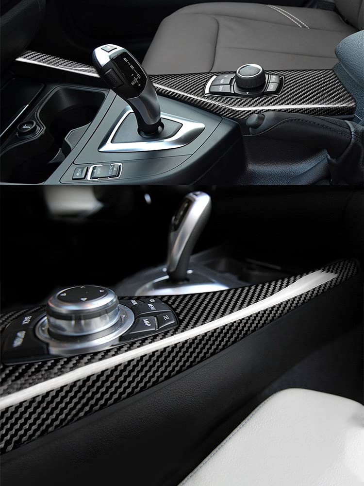 Llkuang Car Center Console Multimedia Button Panel Cover Sticker Compatible With Bmw 1 2 Series F20 F21 F22 Car Central Control Gear Panel Cover Interior Accessories (Carbon Fiber Pattern)