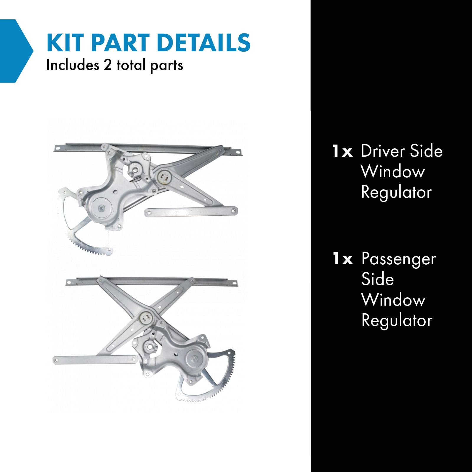 Trq Driver & Passenger Side Power Window Regulator Set Compatible With 2013-2018 Toyota Avalon