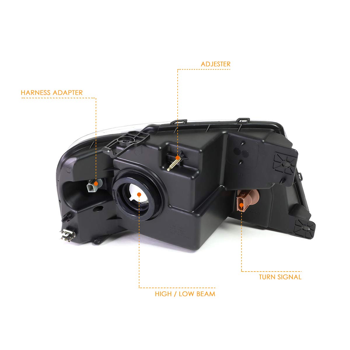 2Pcs Replacement Headlights Assembly Compatible With Ford F150 04-08/Lincoln Mark Lt 06-08,Black Housing/Amber Corner