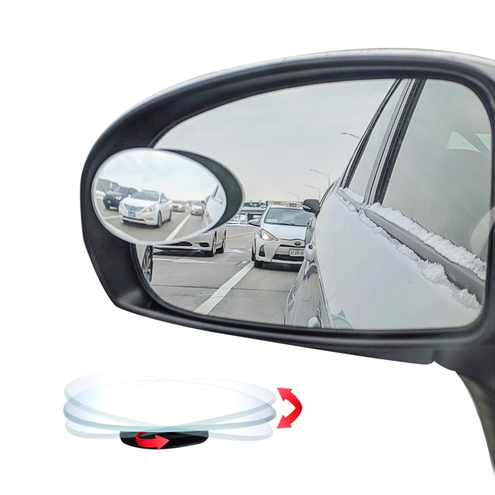 Ampper Blind Spot Mirror Oval, Hd Glass Frameless Stick On Adjustabe Convex Wide Angle Rear View Blind Spot Car Mirror For Car B
