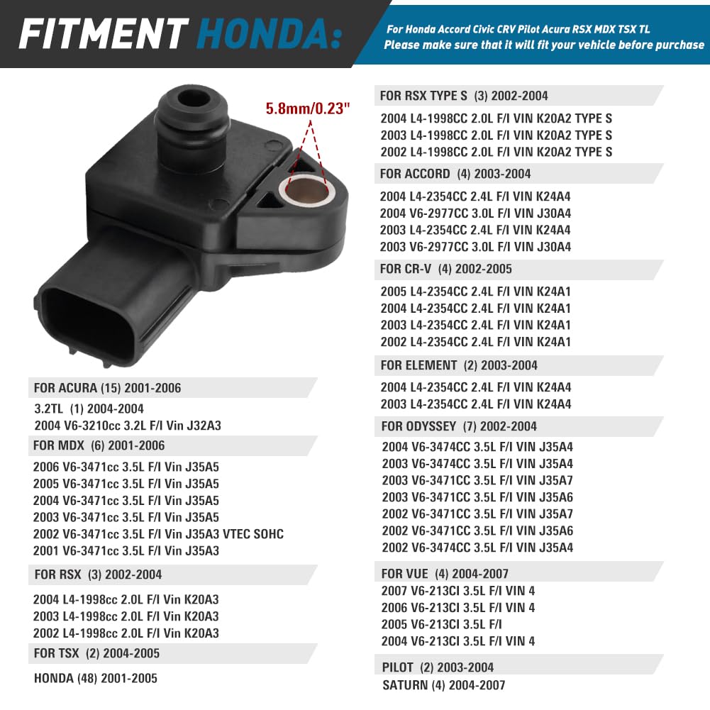 Gzyf Auto Map Sensor Assembly For Honda Accord Civic Crv Pilot For Acura Rsx Mdx Tsx Tl,Oe Number 079800-5410