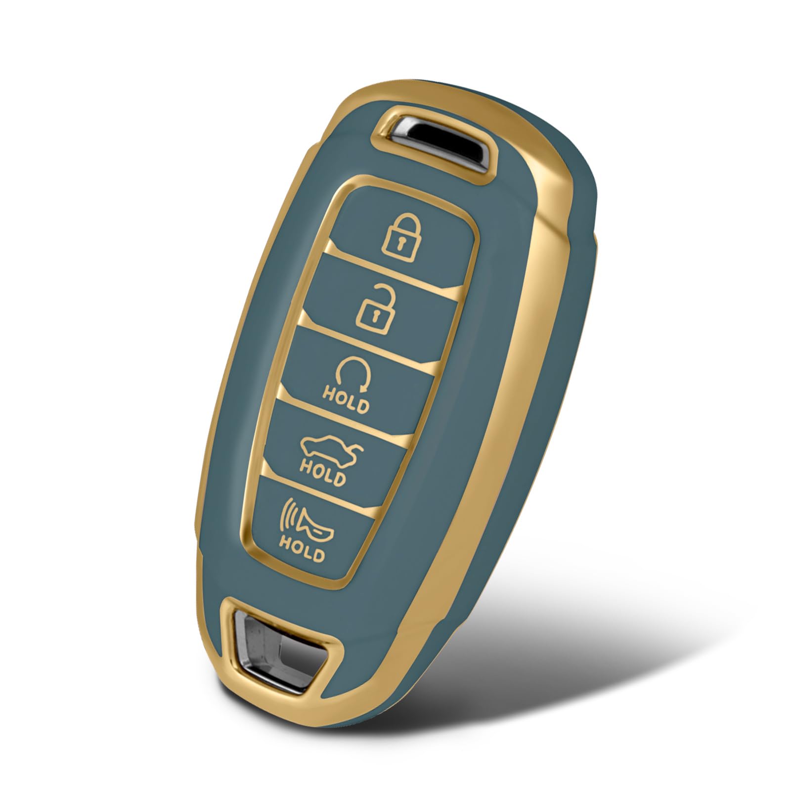 Worcas For Hyundai 5 Buttons Soft Tpu Key Fob Cover Case，Compatible With Hyundai Elantra Sel 2023 Palisade Elantra Gt Accent Kona Santa Fe Veloster Fe(Gray)