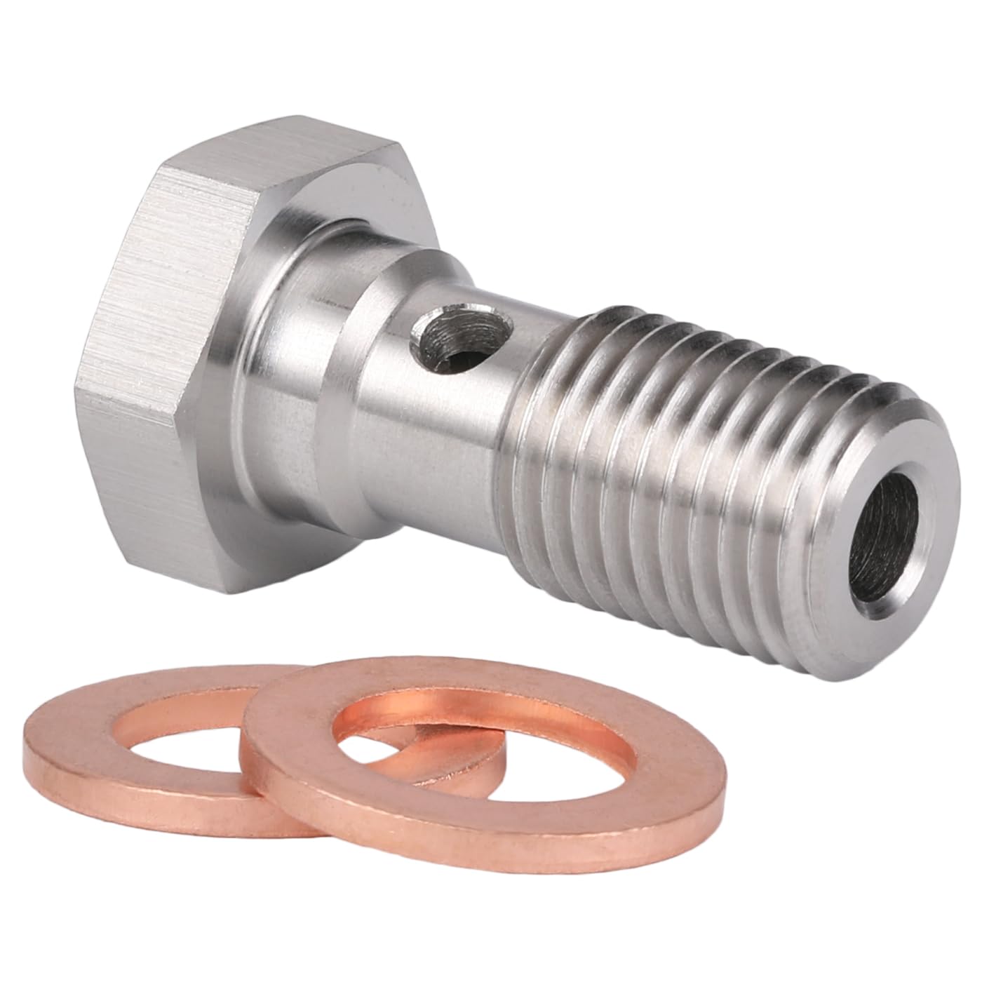 Podavelle 4An 7/16 X 20 Unf Stainless Steel Single Banjo Bolt Brake Fitting Adapter 25Mm Long With Copper Washers
