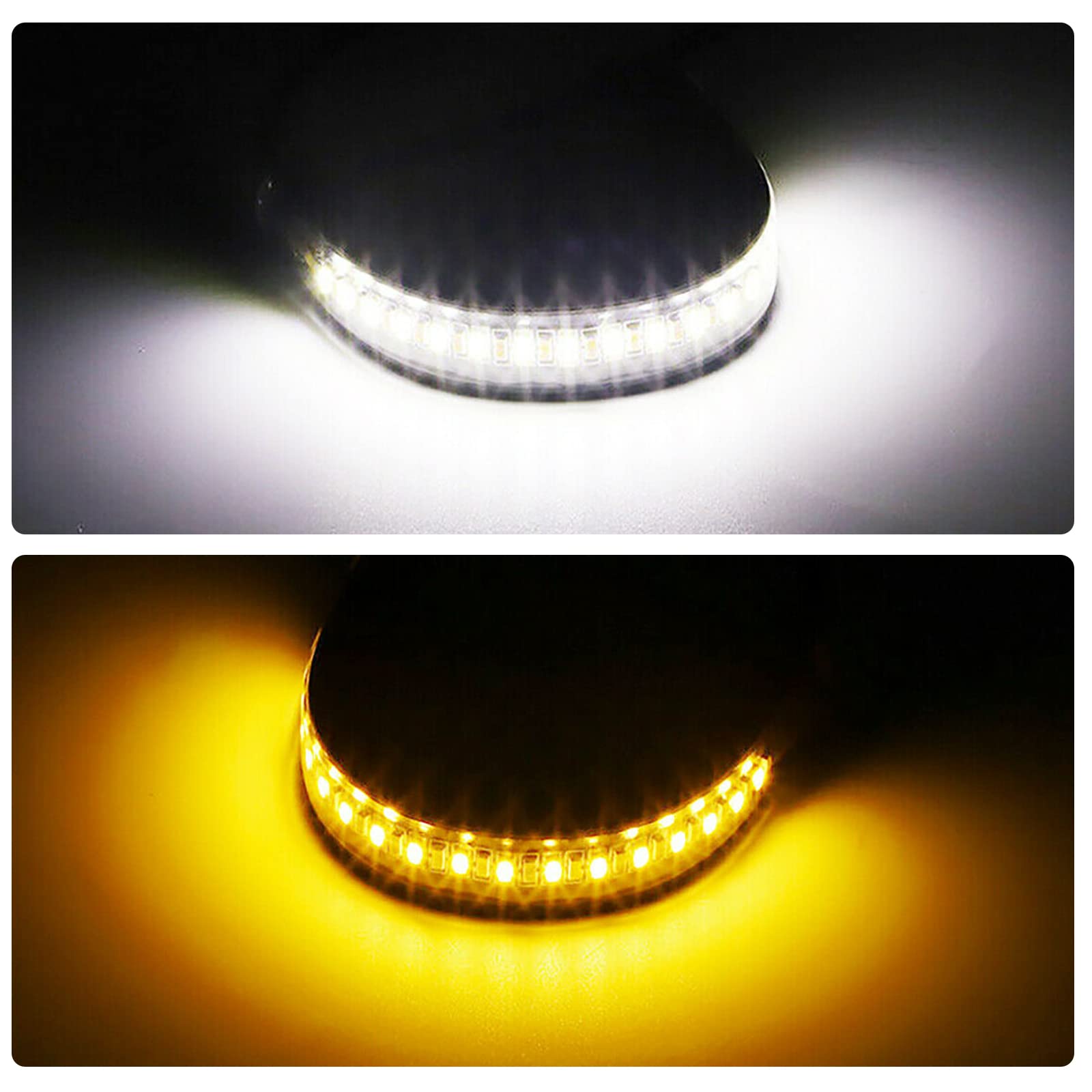 YOMTOVM 2PCS Motorcycle LED Turn Signal Light, Fork Turn Signal DRL Daytime Running Lights Flexible Switchback Dual-Color (White