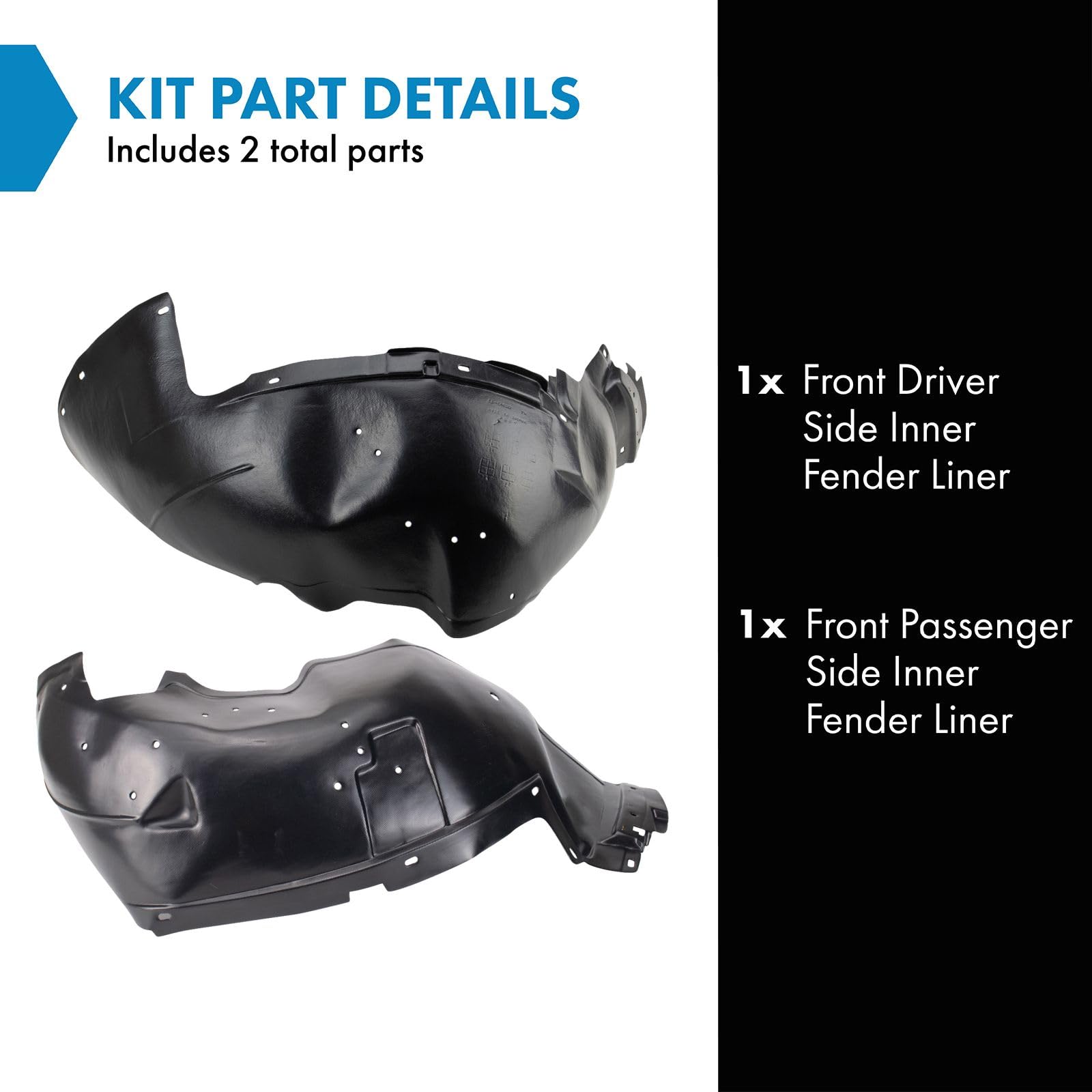 Trq Front Inner Fender Liner Set Compatible With 2003-2006 Chevrolet Avalanche 1500 Silverado 1500 2007 Silverado 1500 Classic 2