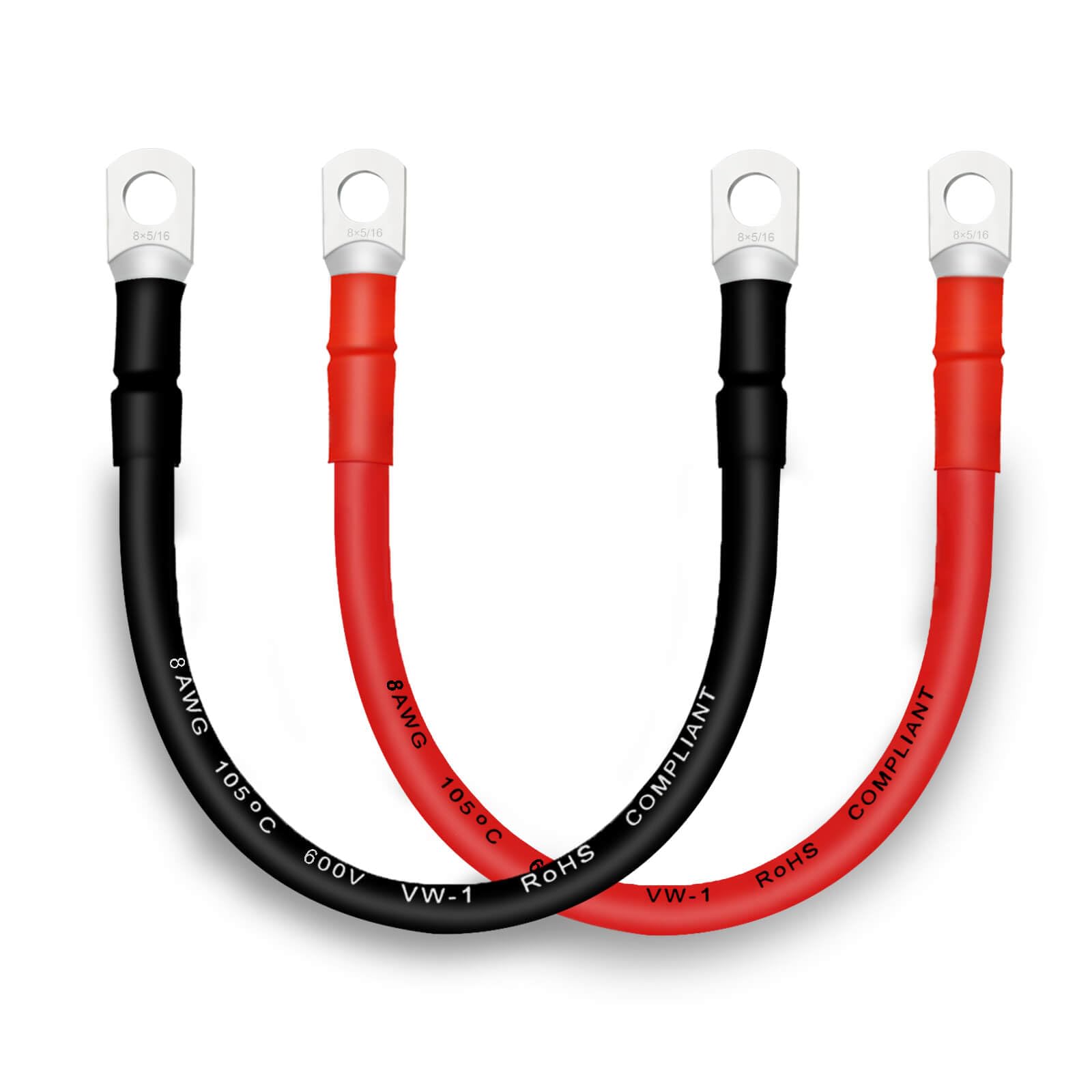 Qiatol Battery Cable, 8 Awg Battery Cables With Terminals, 2Pcs Copper Battery Cables.