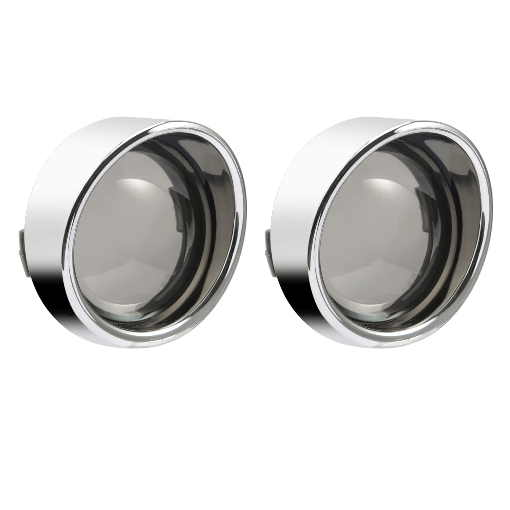 PBYMT Smoke Turn Signal Lens Cover 2'' Bullet Visor-Style Chrome Bezels Compatible for Harley Davidson Dyna Street Glide Road So