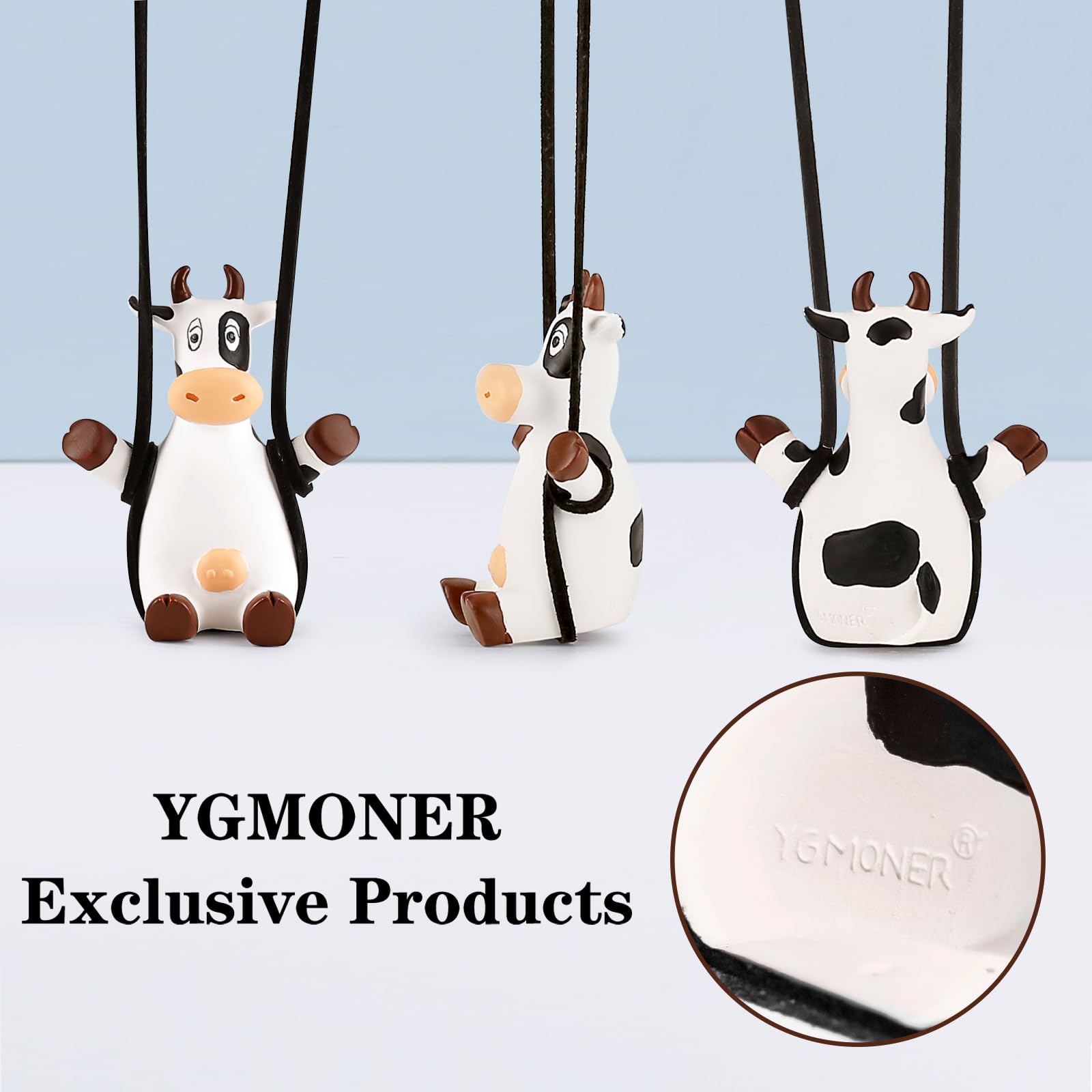 Ygmoner Swinging Cow Car Interior Rearview Mirror Hanging Accessories (Cow)