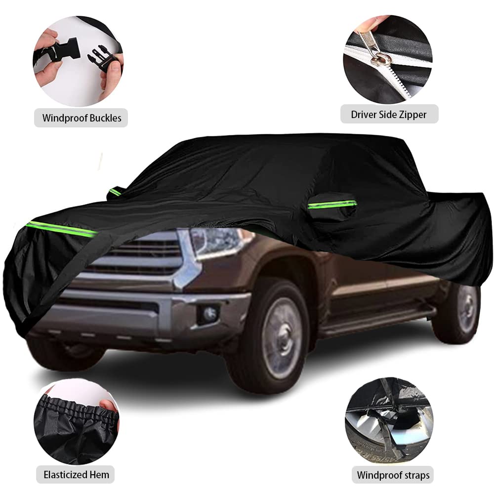 LTDNB Waterproof Car Covers Replace for 2016-2024 Toyota Tundra, All Weather Custom-fit Car Cover with Zipper Door for Rain Snow