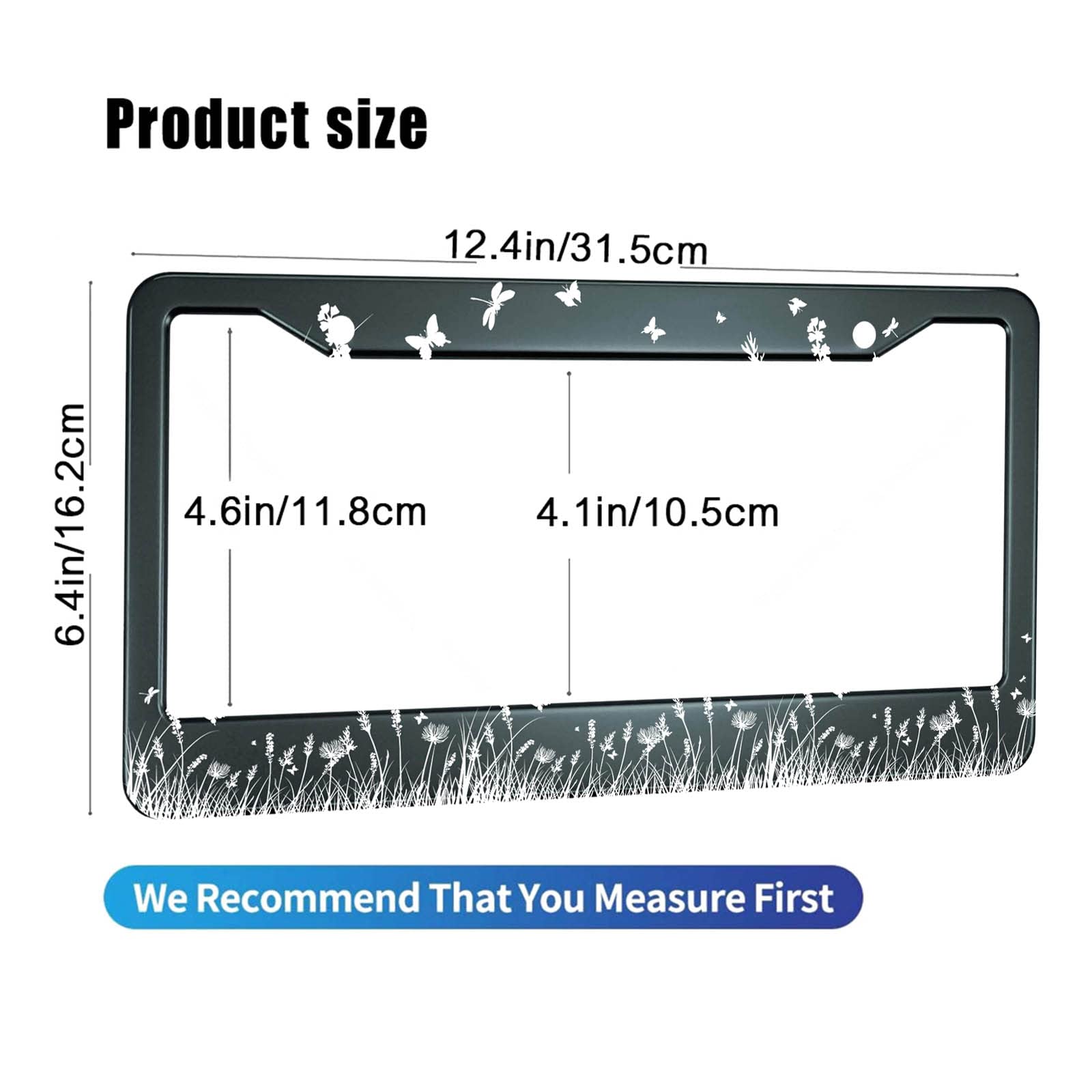 Hosnye Grass Silhouettes License Plate Frame Butterfly And Dragonfly Metal License Plate Cover Front Plates Frames Car Tag Frame For Women Men Us Vehicles Standard