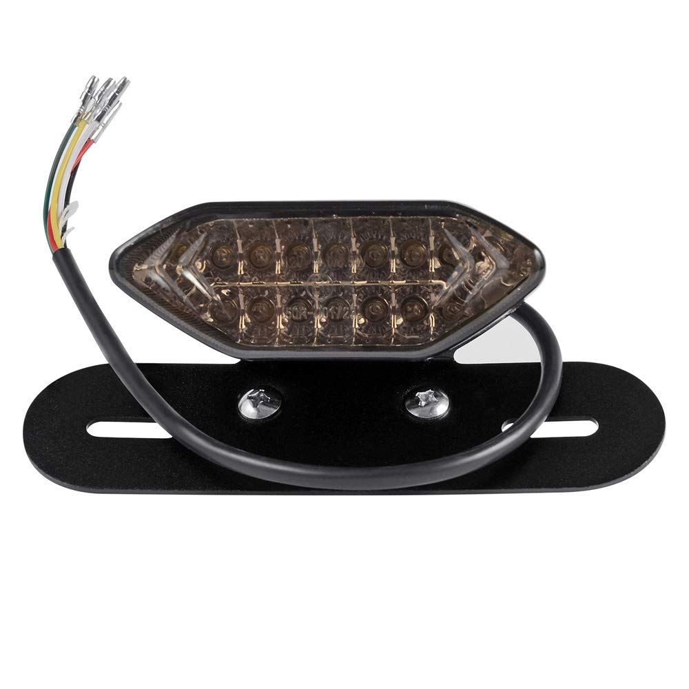 Anki Happigo 12V 16 Led Universal Motorcycle Integrated Brake Tail Running Light Turn Signla License Plate Lamp (Smoked Black Co