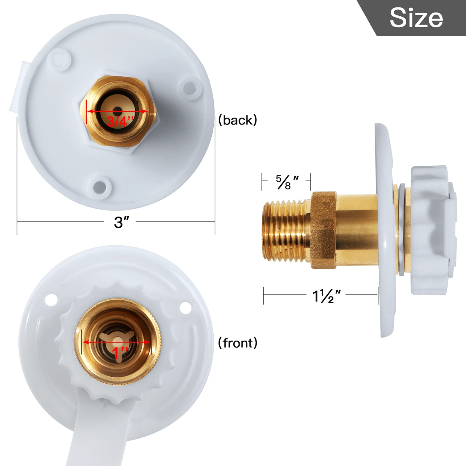Rv Water Inlet Replacement,Rv City Water Inlet With Check Valve,City Water Fill Inlet Flange Brass Fresh City Water Inlet Connec