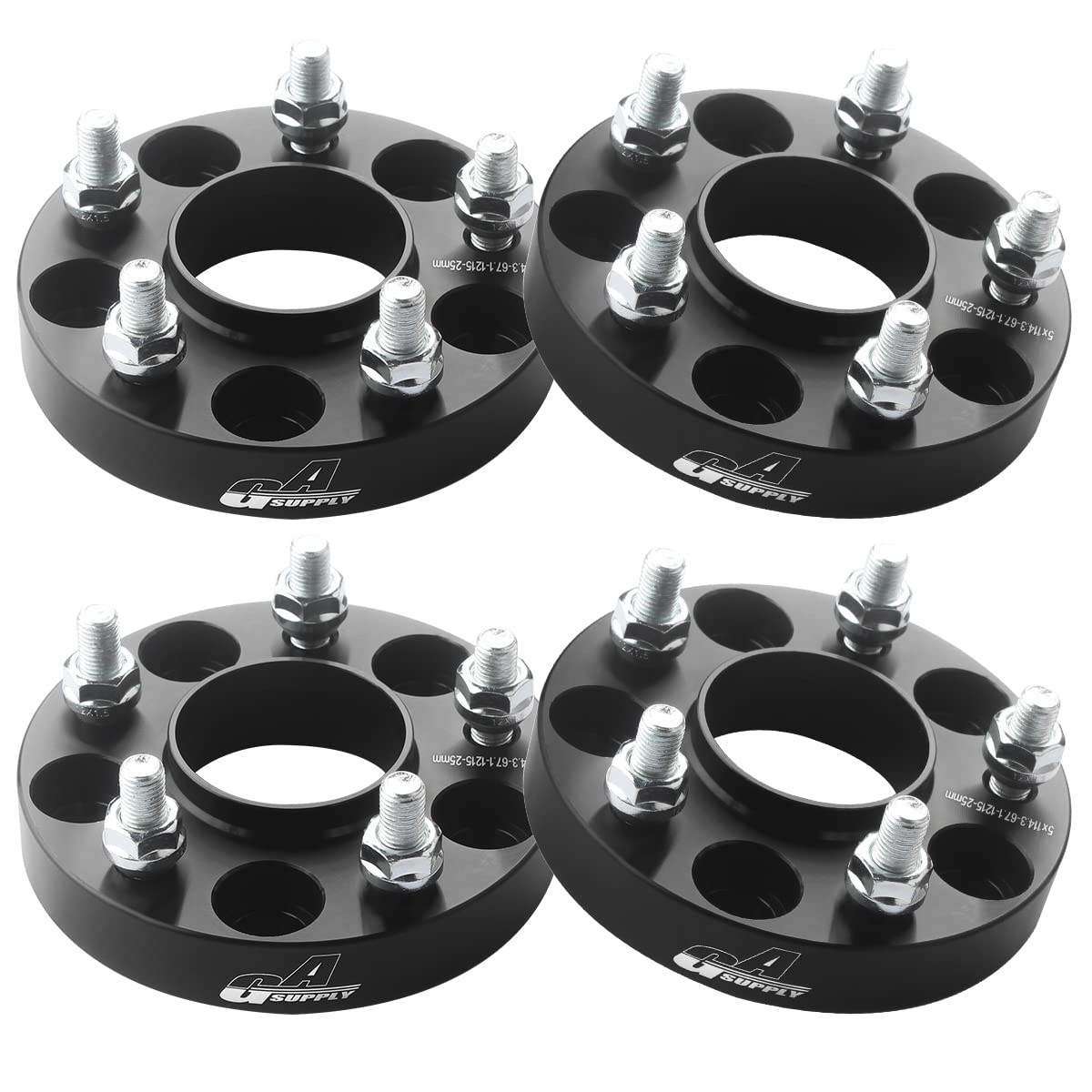 Gasupply 1 Inch 5X114.3 Wheel Spacers Hubcentric, 5 Lug 25Mm Wheel Spacers 5X4.5 67.1Mm Hub Bore 12X1.5 Studs, Compatible With C