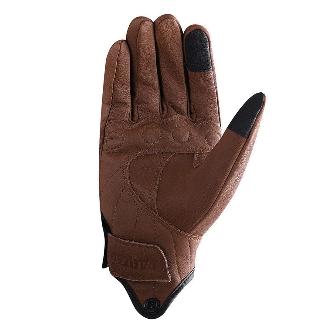 Harssidanzar Motorcycle Gloves For Men,Leather Touch Screen Riding Driving Gloves Gm028,Saddle,Size S