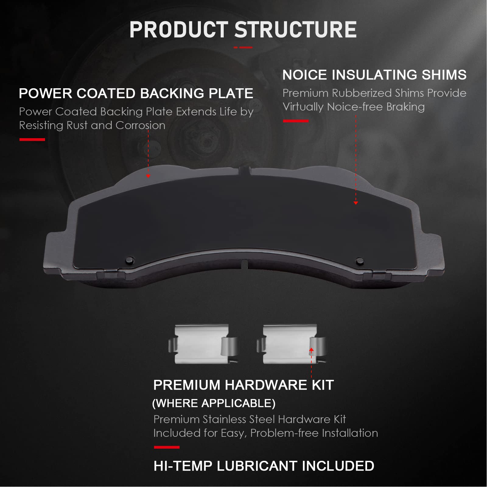 Cciyu D1414 & D1602 Front & Rear Ceramic Brake Pads Kits 8Pcs Fit For 2012-2020 For Ford For F-150