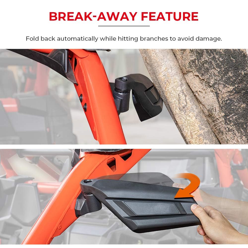 Kemimoto X3 Mirrors, Side View Mirrors Compatible With 2017-2025 Can Am Maverick X3 & Max Rs Ds Turbo Rr, Rear View Oem Replace #715002898