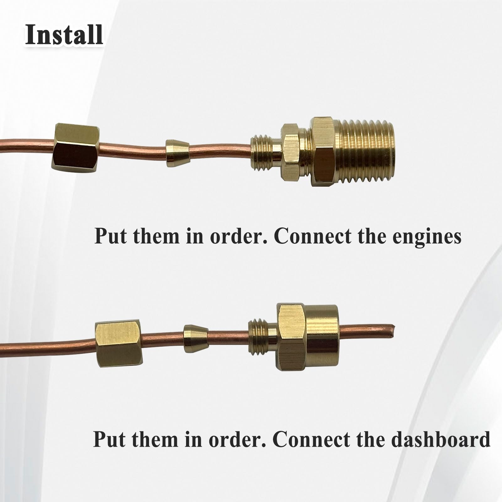 Ebrmeiwo 72'' Oil Pressure Gauge Tubing Kit, Set Of Copper Tube And Threaded Parts, Universal Fit