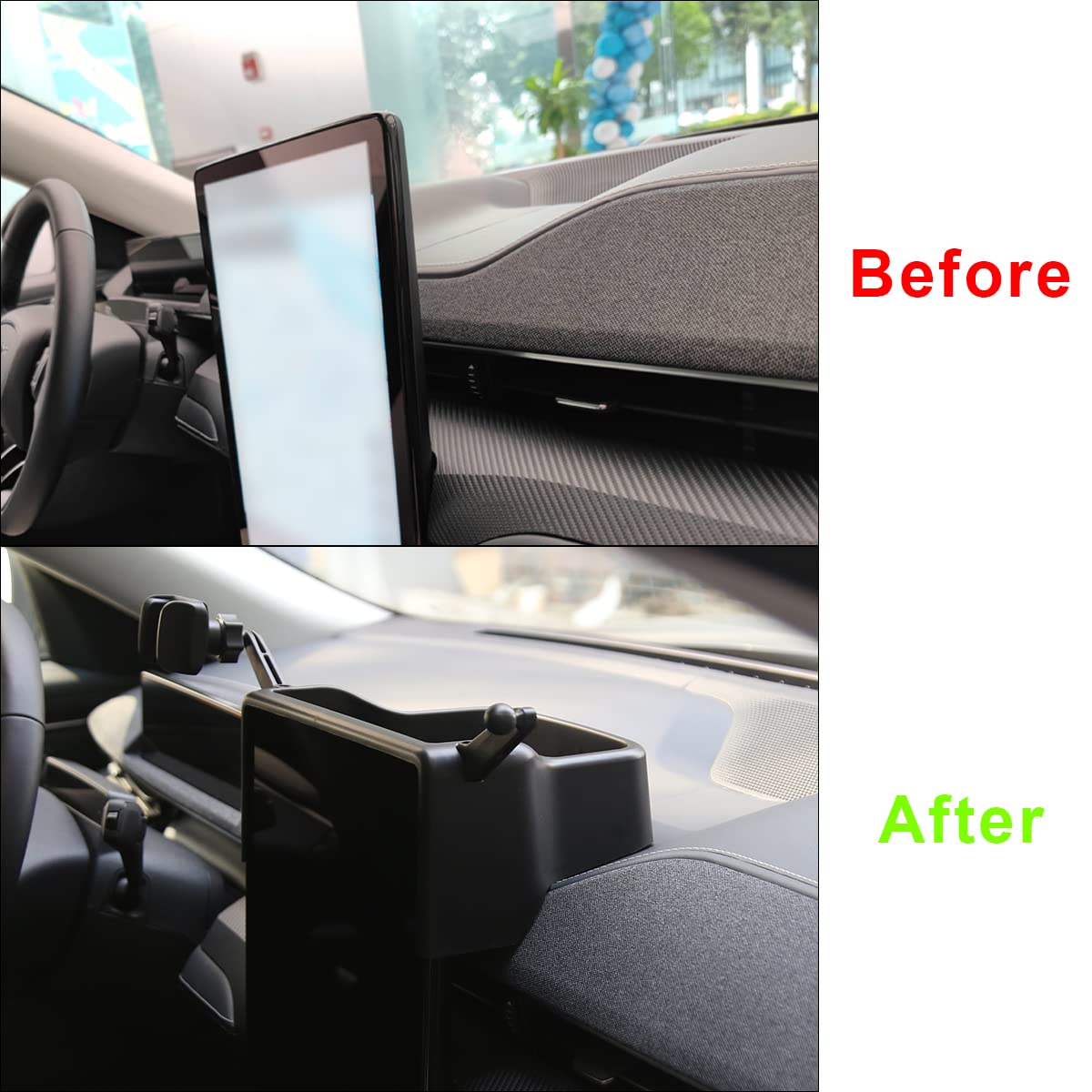Bestevmod Center Console Dash Storage Box Tray Compatible With Mustang Mach-E Mach E 2021 2022 2023 2024 Interior Accessories 360 Degree Rotatable Phone Holder Dashboard Organizer