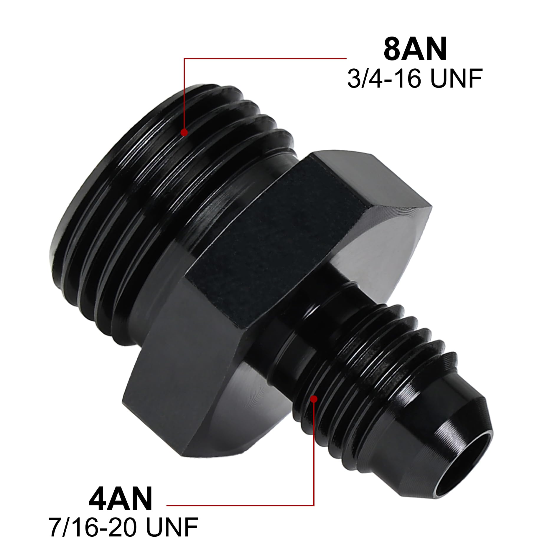 Evil Energy 4An Flare To 8An Orb Male Fuel Rail Adapter Fitting Black 2Pcs