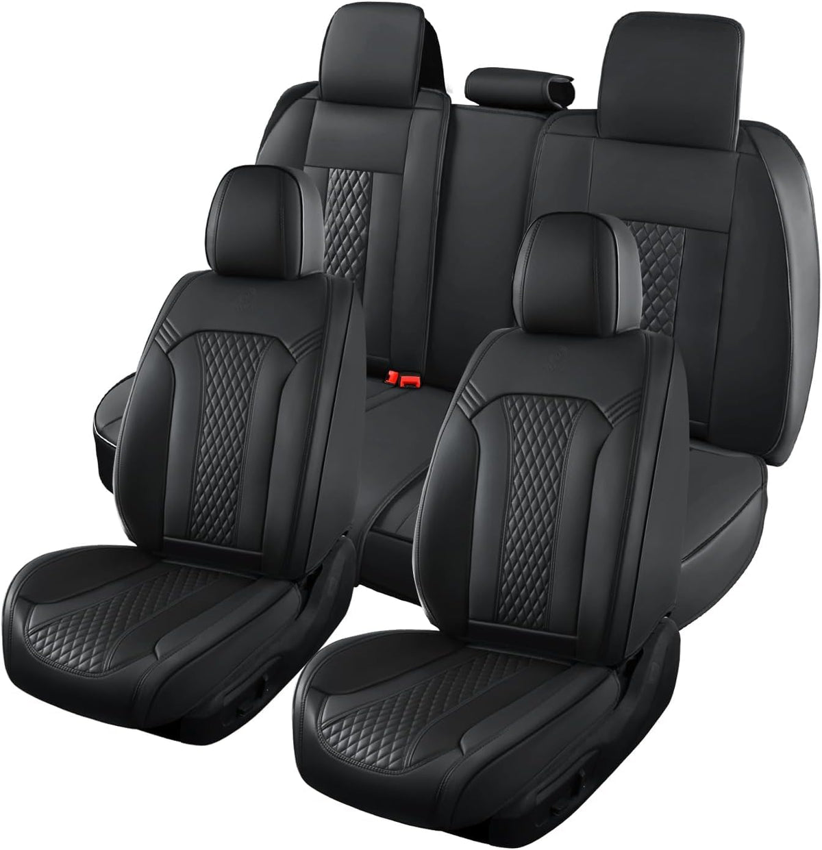 Doogo Seat Covers Full Set, Leather Car Seat Covers Luxury Waterproof Truck Seat Covers Driver Seat Cover Universal Fit Most Car